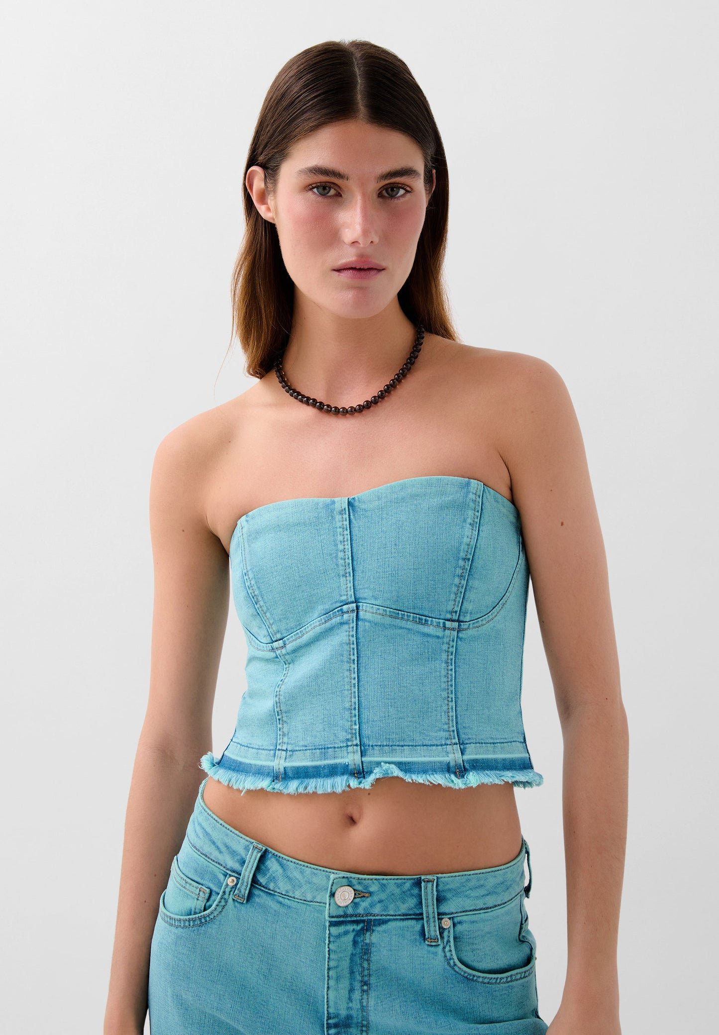 QUES KORSET DENIM TOP