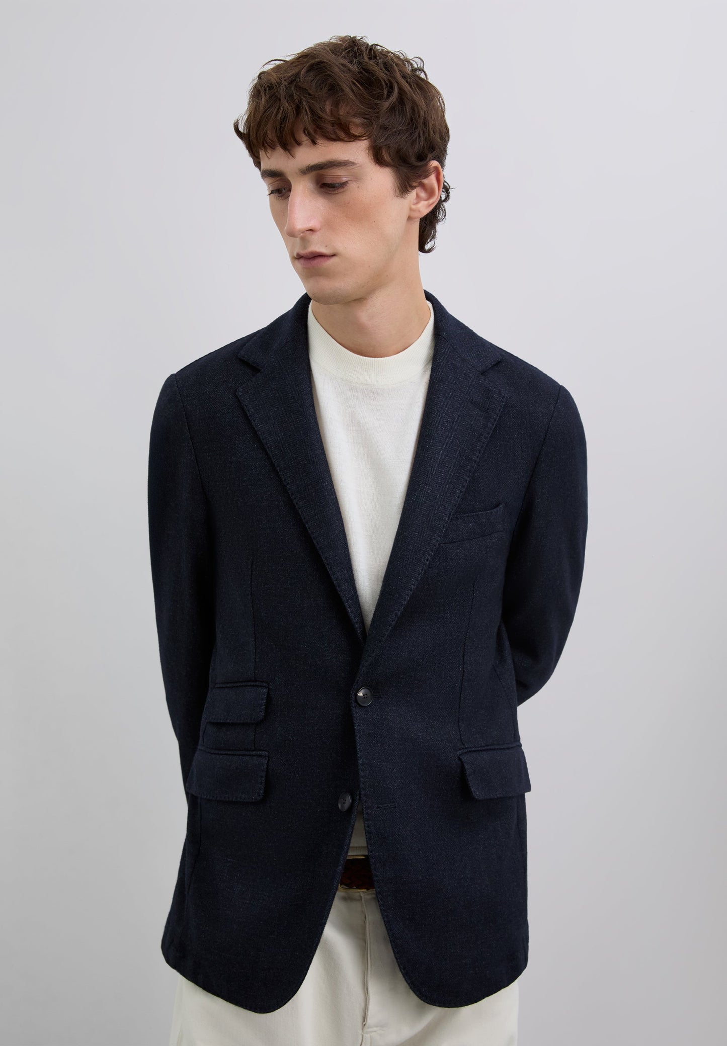 WOLLEN BLAZER VISGRAAT