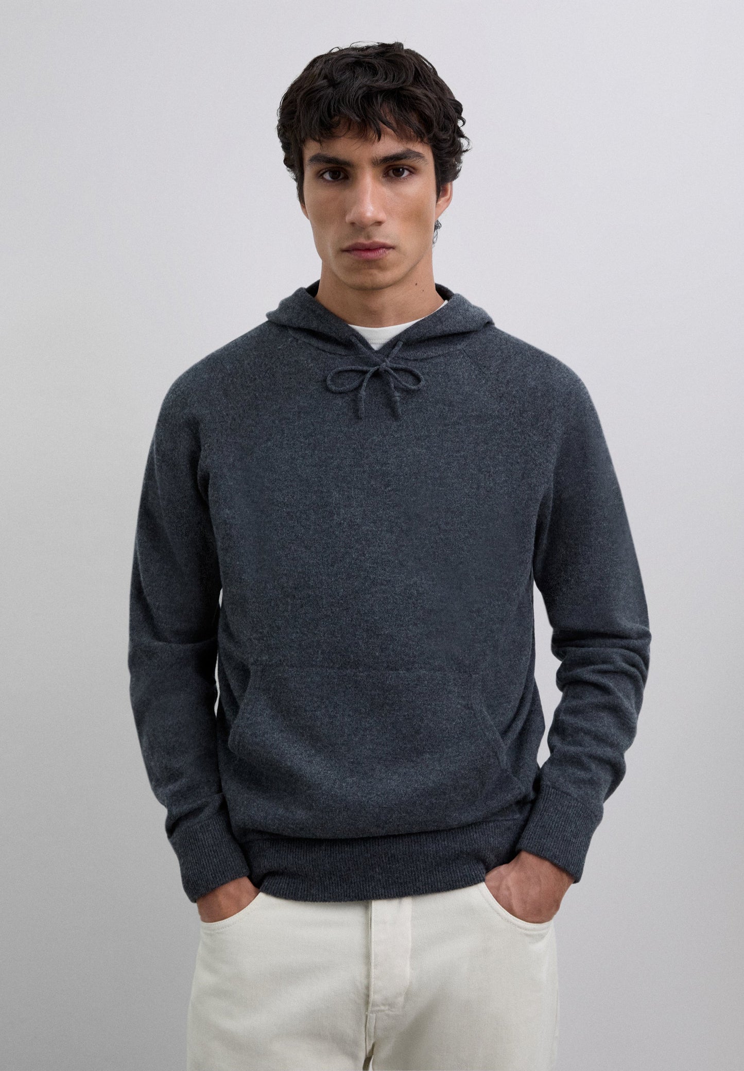 WOOL SWEATER WITH ADJUSTABLE HOOD