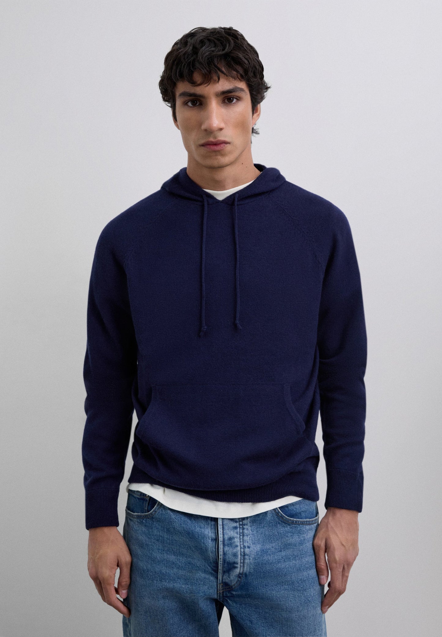 WOOL SWEATER WITH ADJUSTABLE HOOD