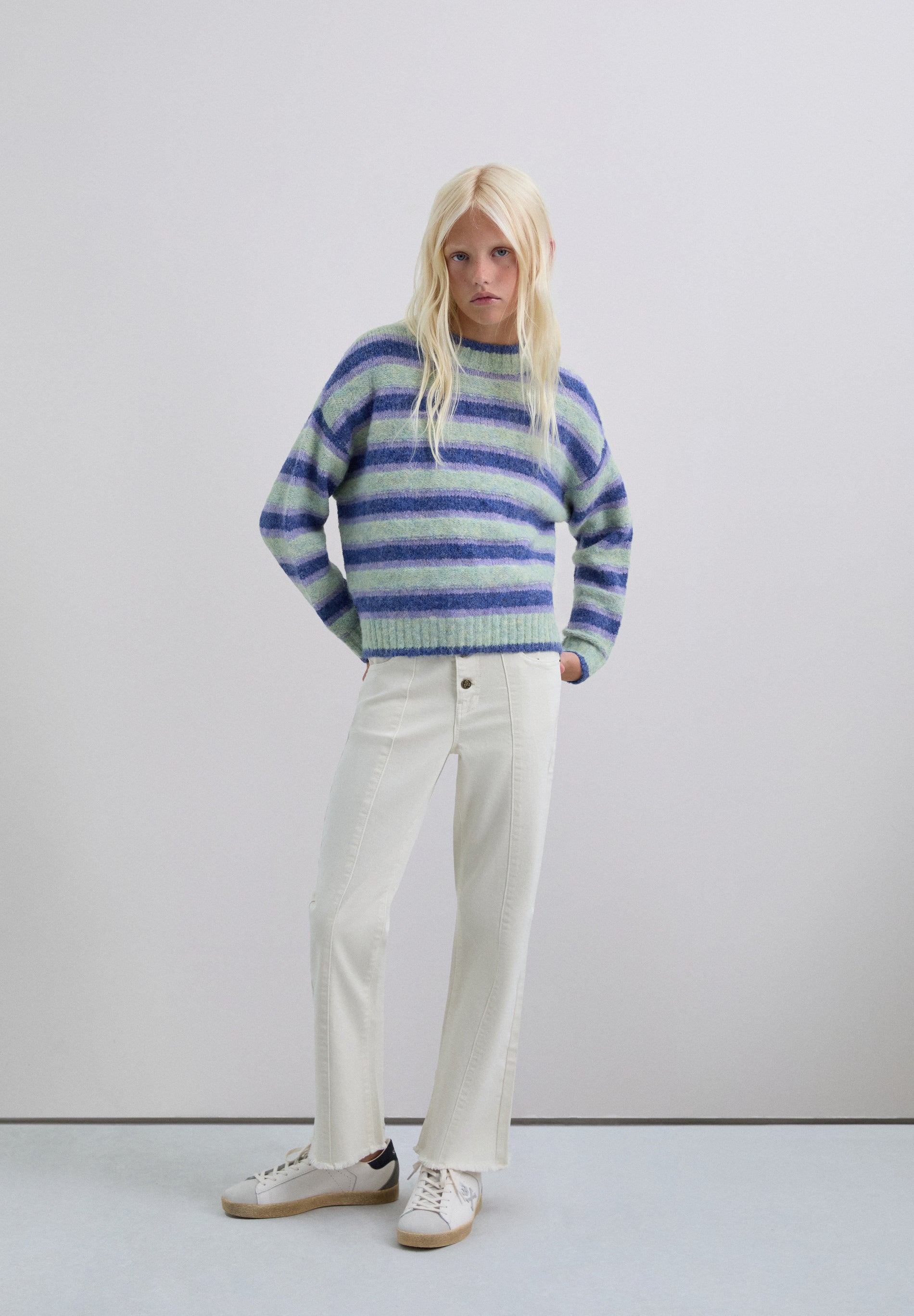 FLARED DENIM TROUSERS