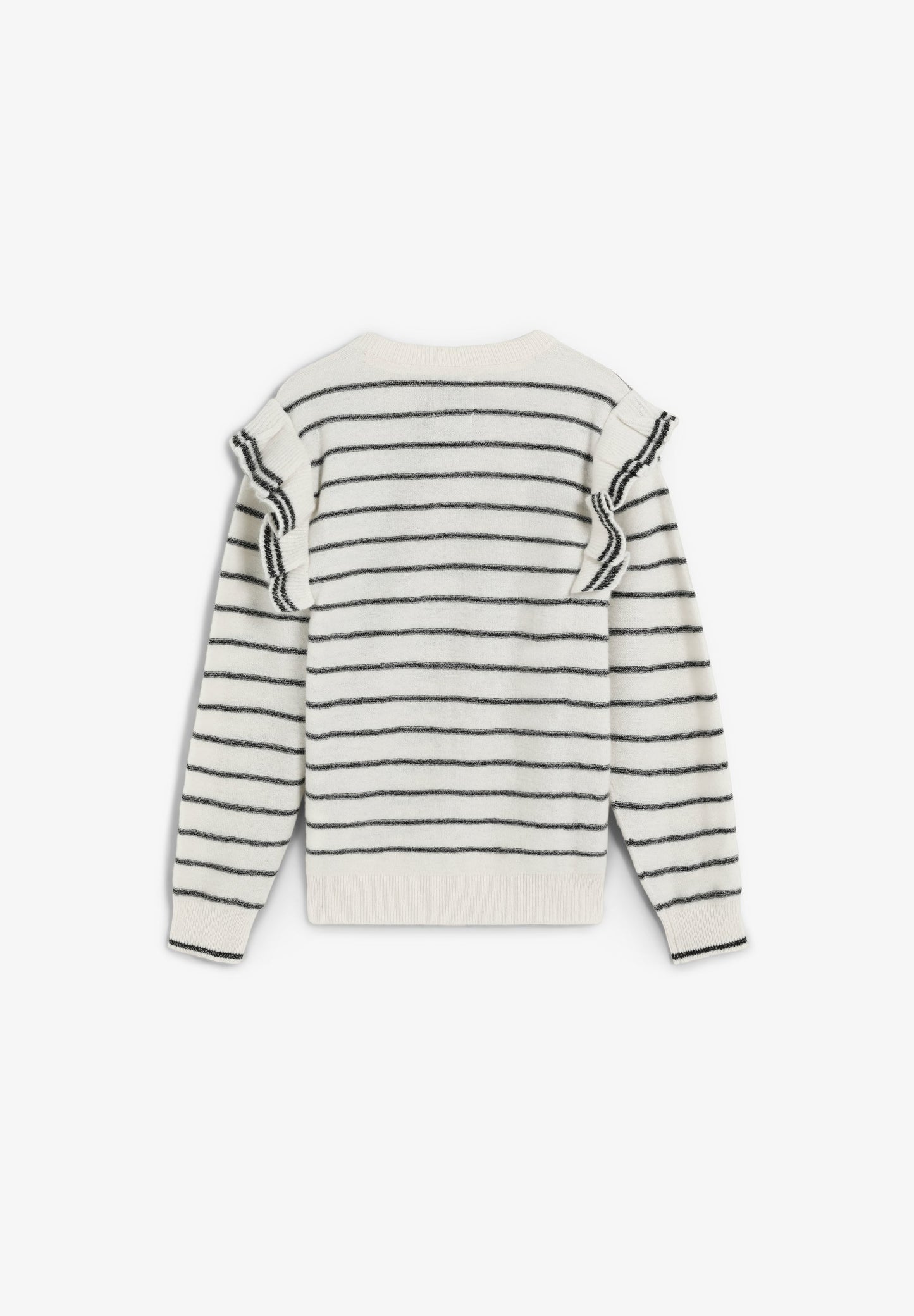 STRIPED SWEATER WITH RUFFLE