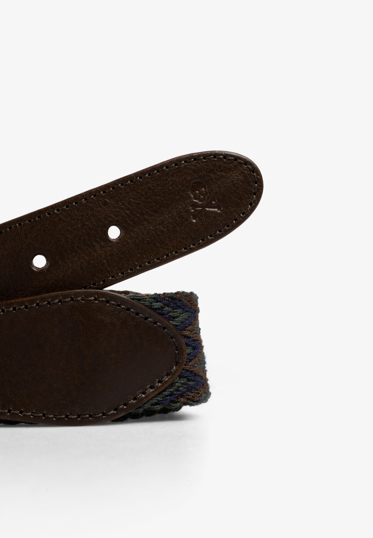 CEINTURE CUIR SKULL ZIG ZAG