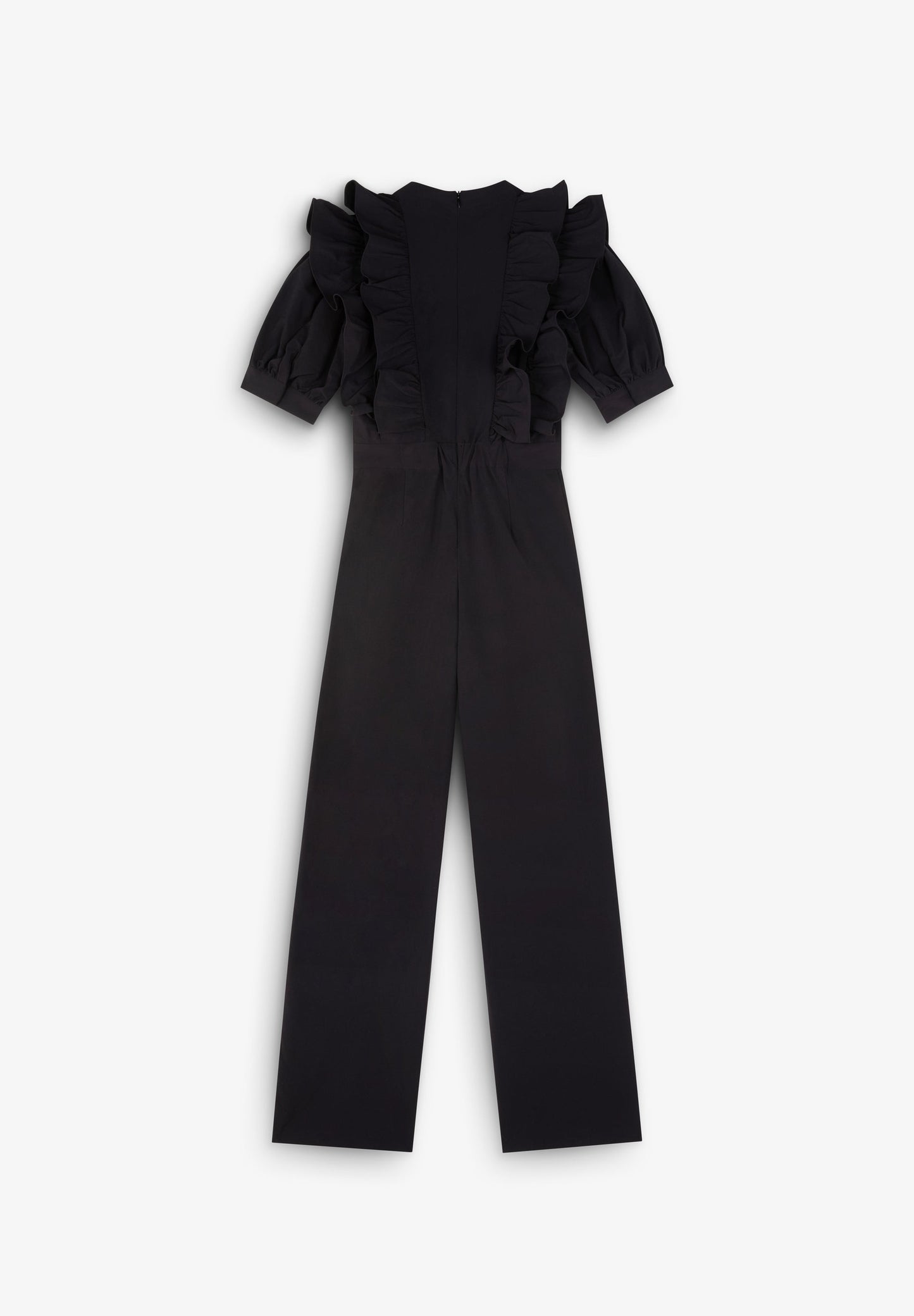 JUMPSUIT ZWART VOLANTS