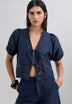 GEBORDUURDE BLOUSE STRIKJES