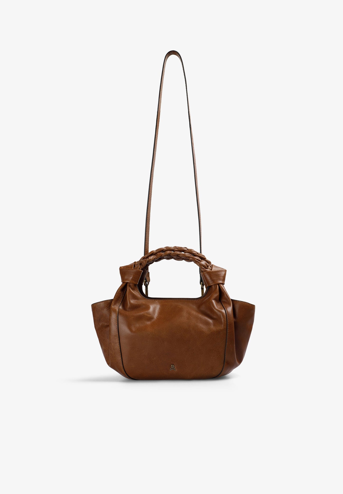 LEATHER HANDBAG WITH BRAIDED HANDLE