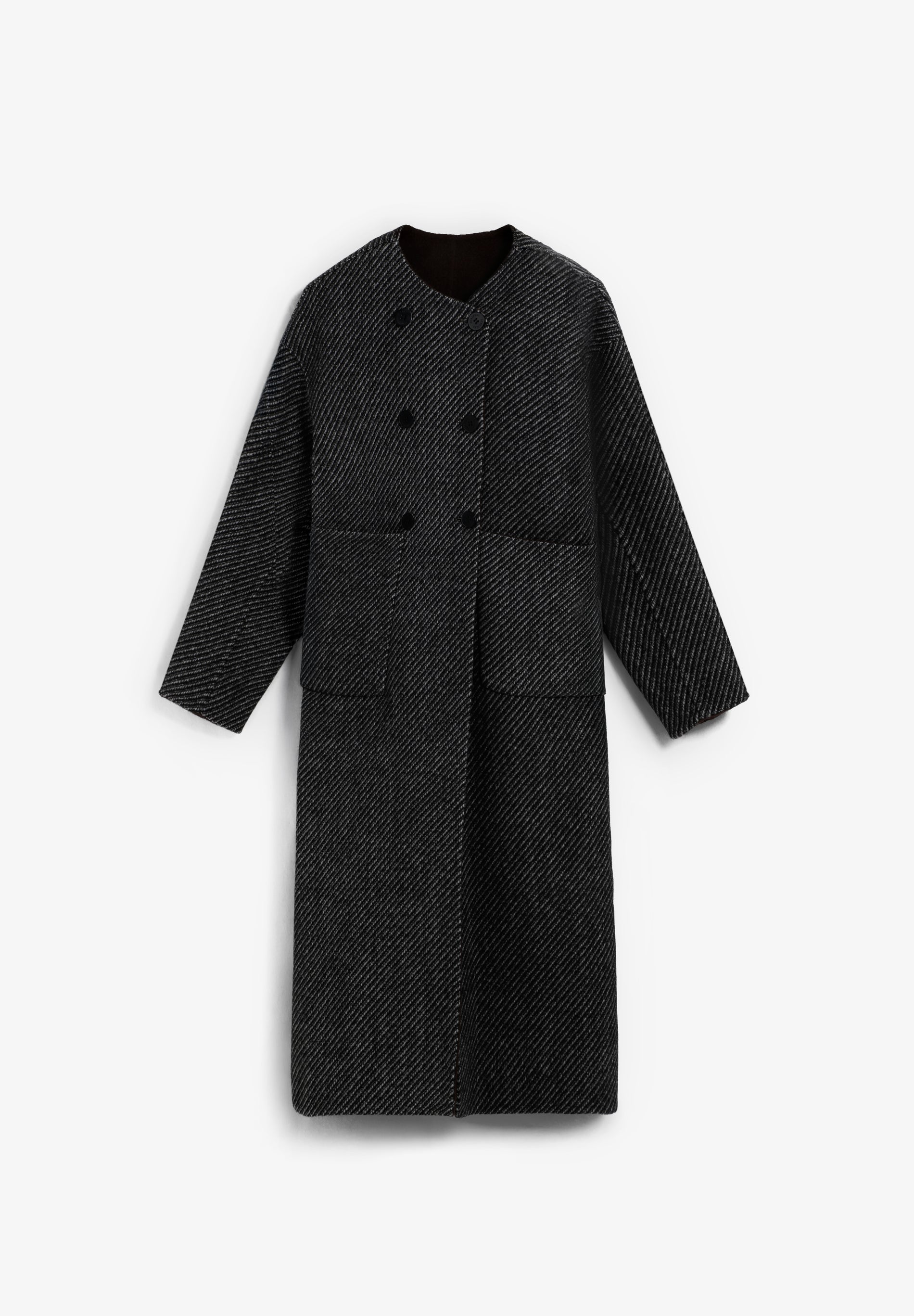 REVERSIBLE WOOL BLEND COAT