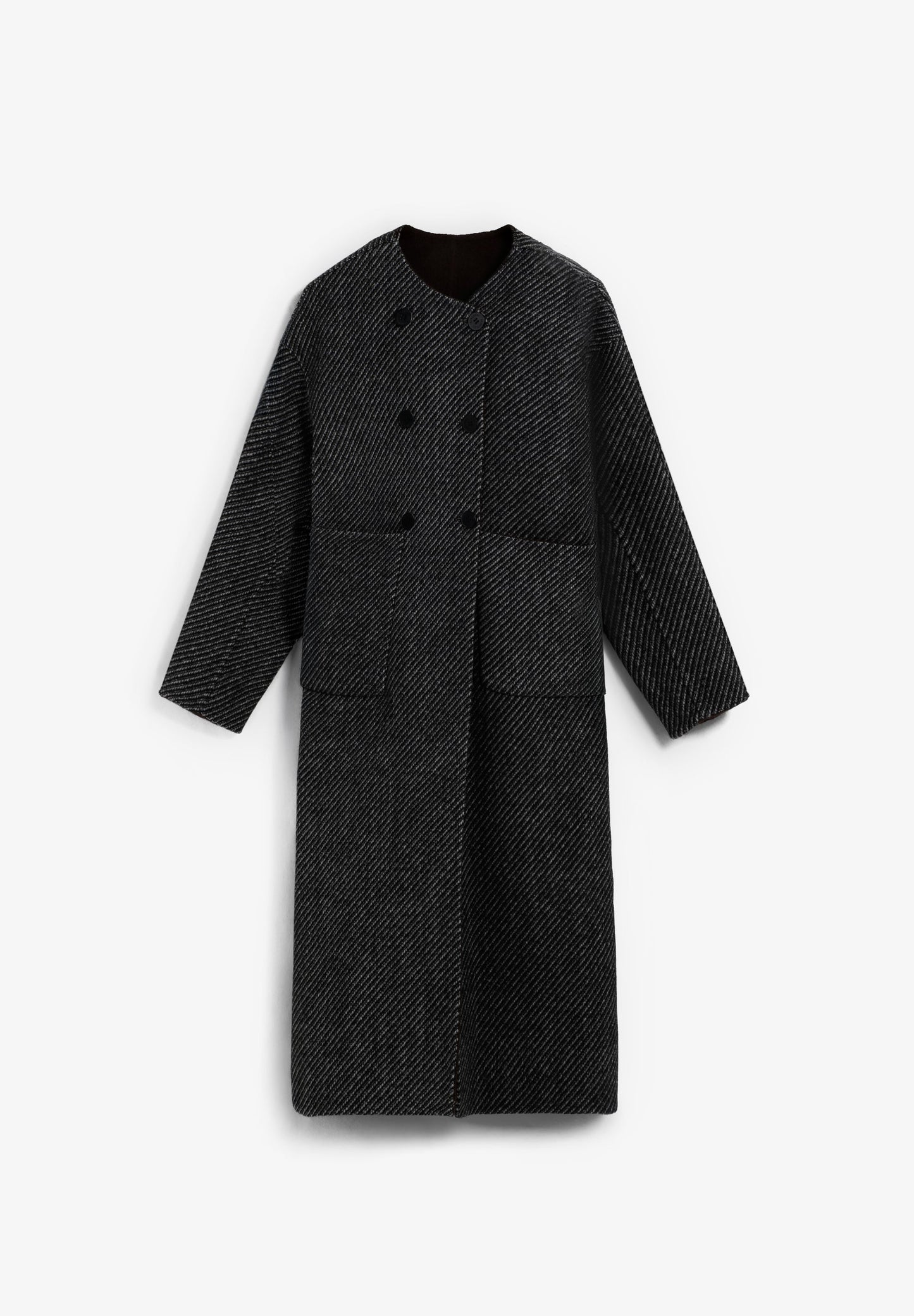 REVERSIBLE WOOL BLEND COAT