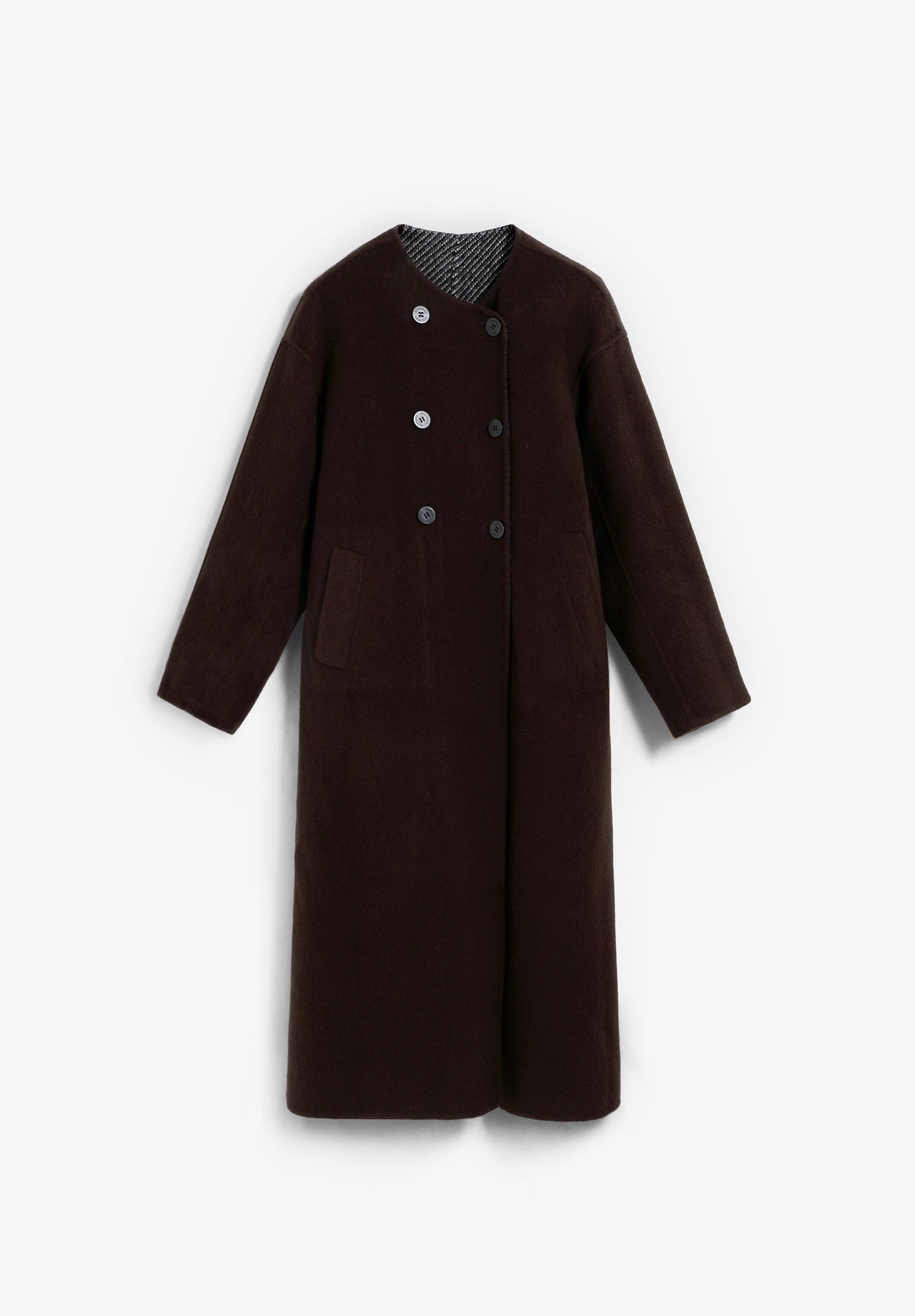 REVERSIBLE WOOL BLEND COAT