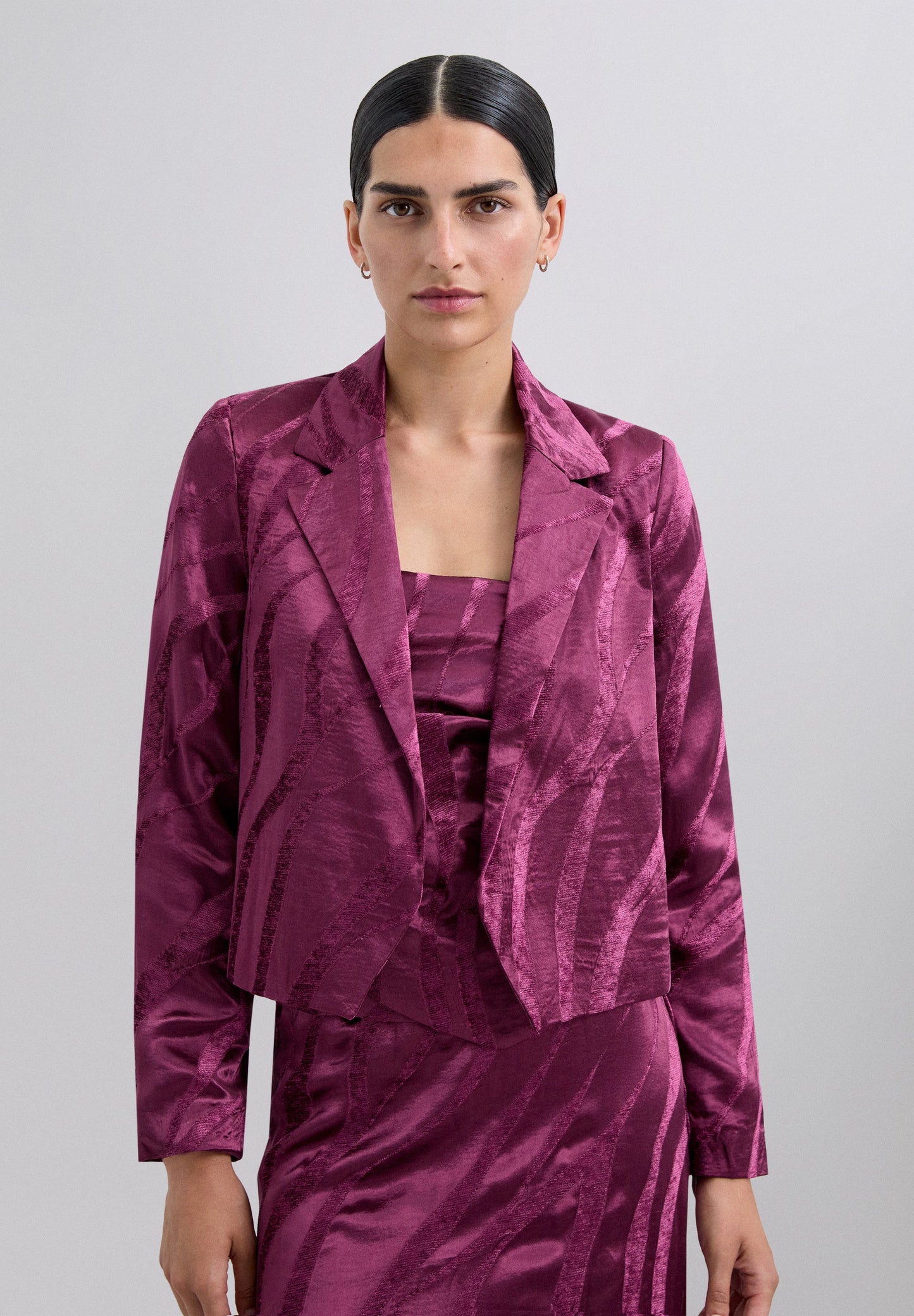 VESTE CROPPED JACQUARD