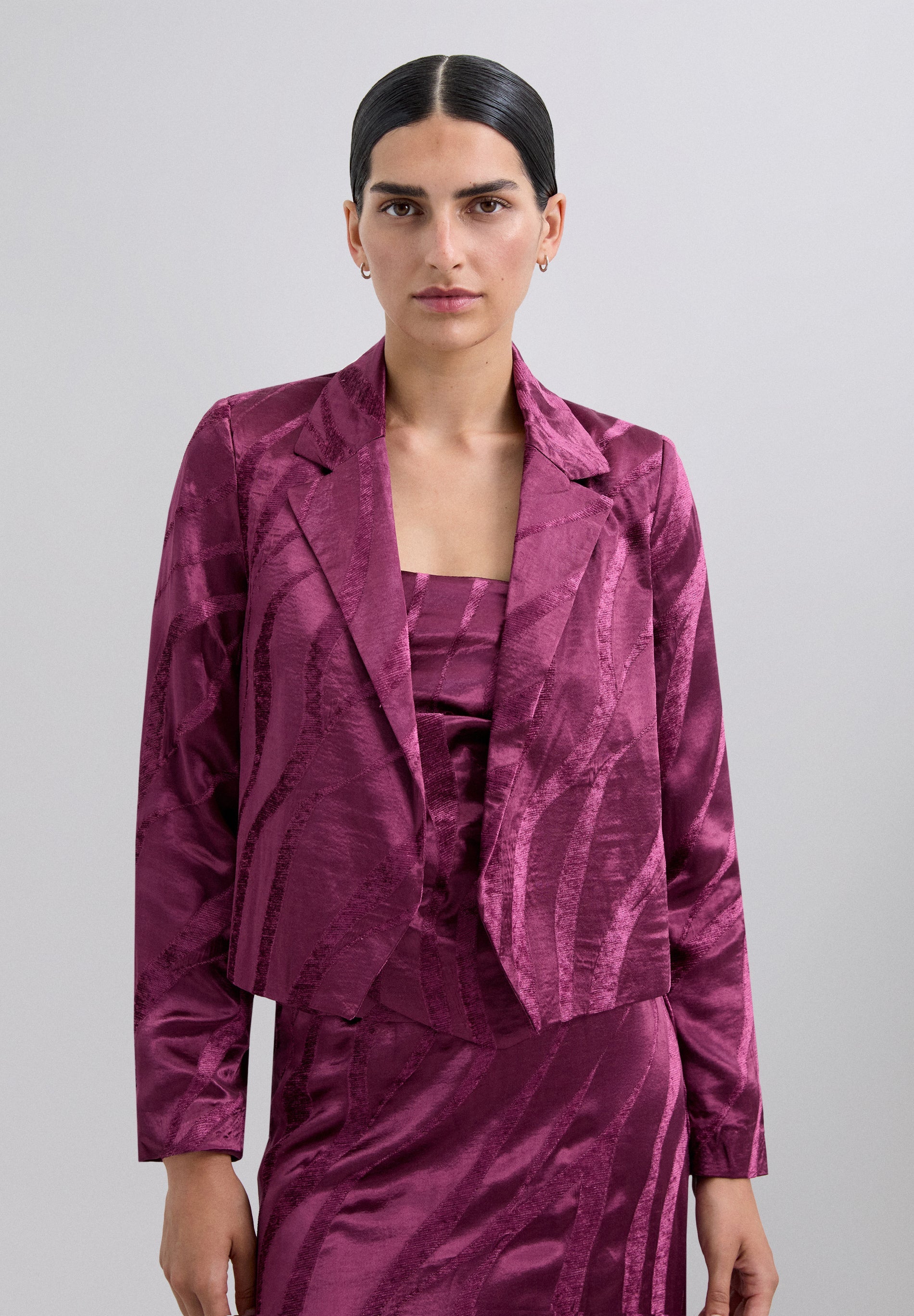 VESTE CROPPED JACQUARD