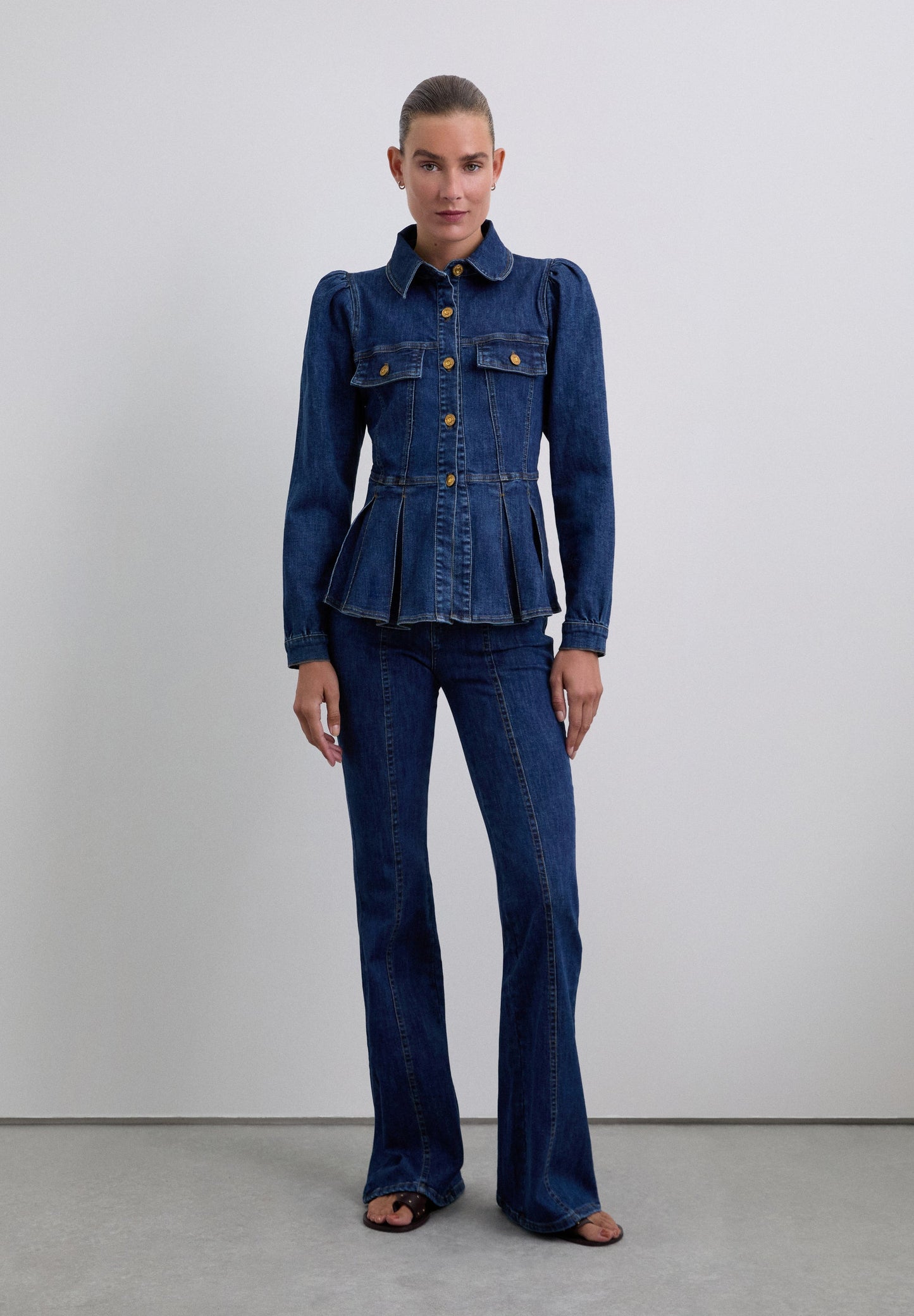 DENIM OVERHEMD BALLONMOUW