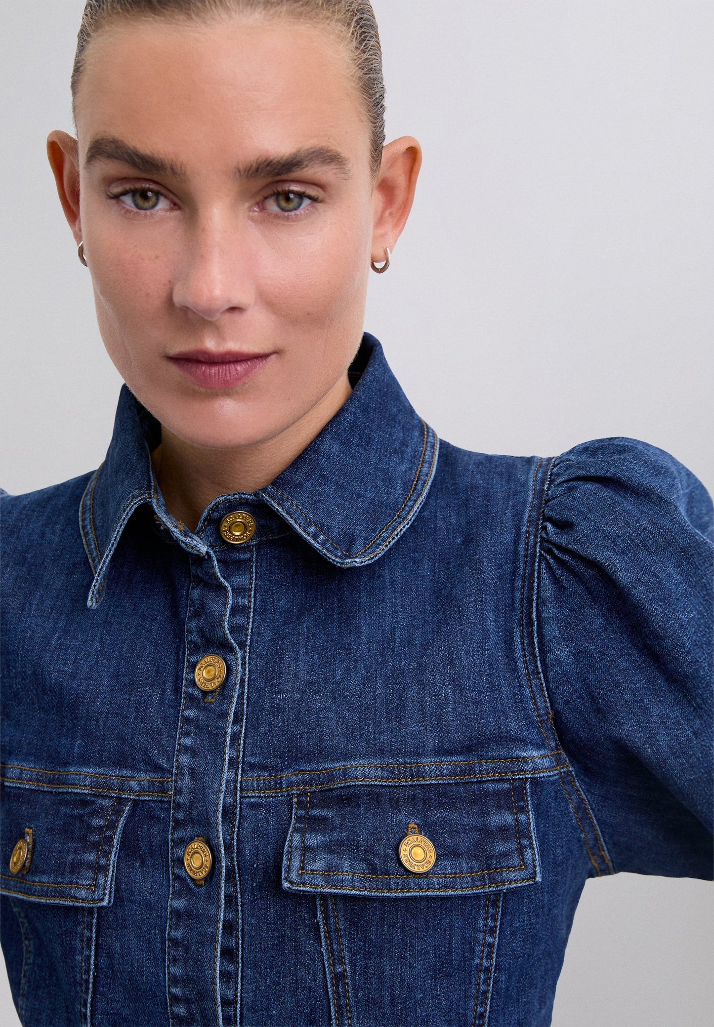 DENIM OVERHEMD BALLONMOUW
