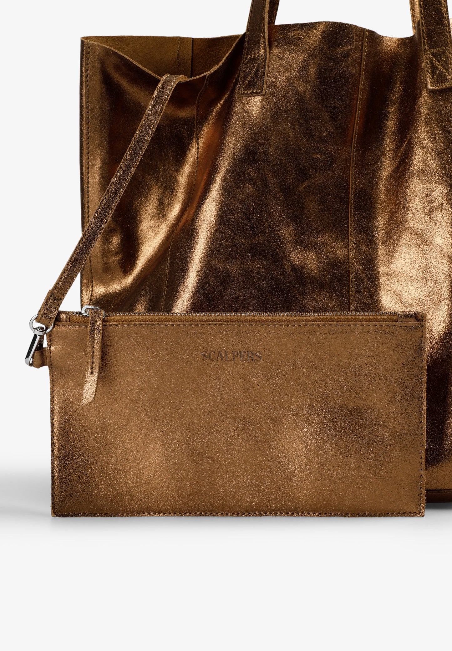 METALLIC SUEDE TOTE BAG