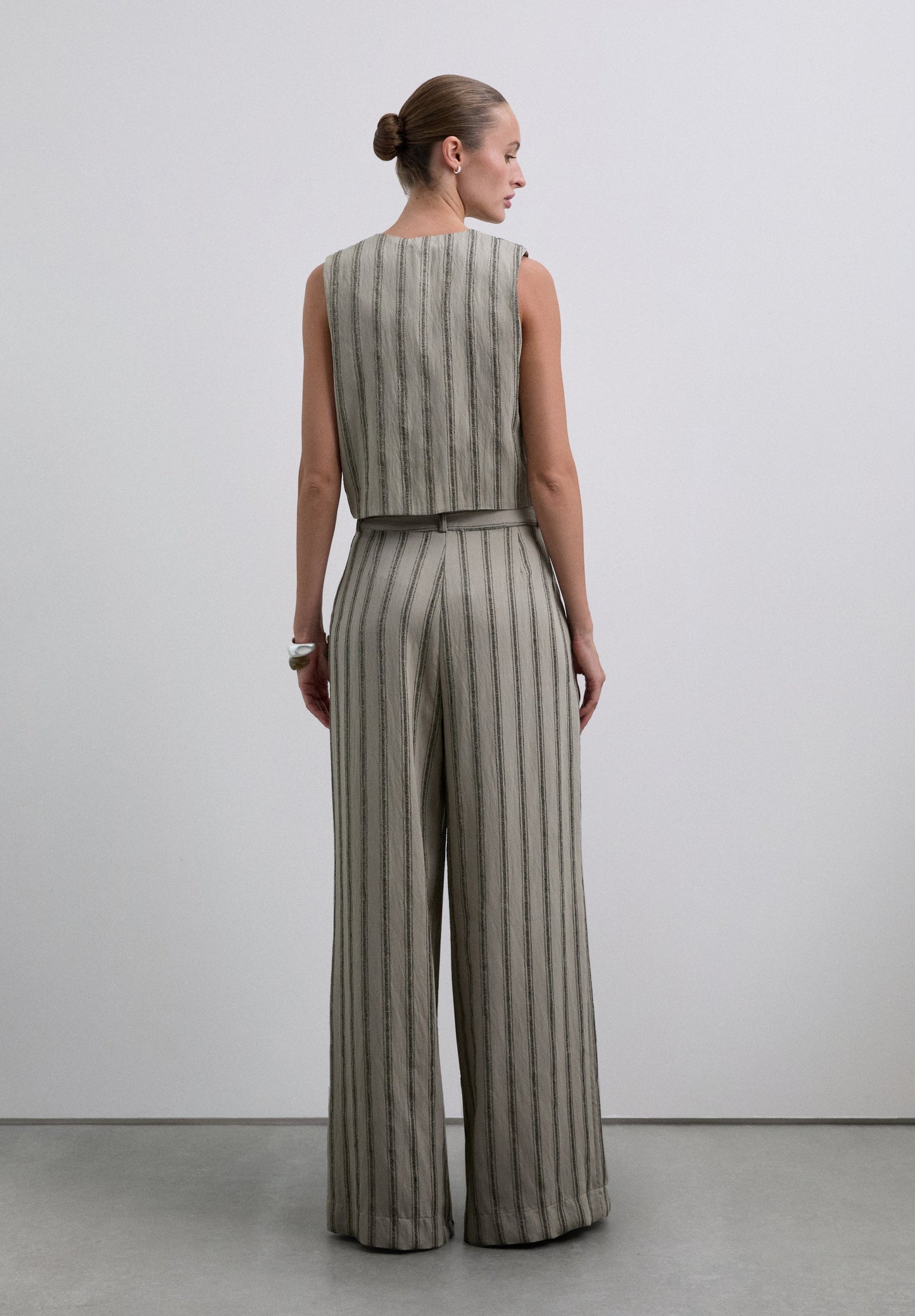 GESTREEPTE CULOTTE BROEK MET BANDPLOOIEN