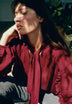 GATHERED BLOUSE WITH TIE DETAIL