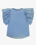 DENIM SHIRT WITH RUFFLED SLEEVES