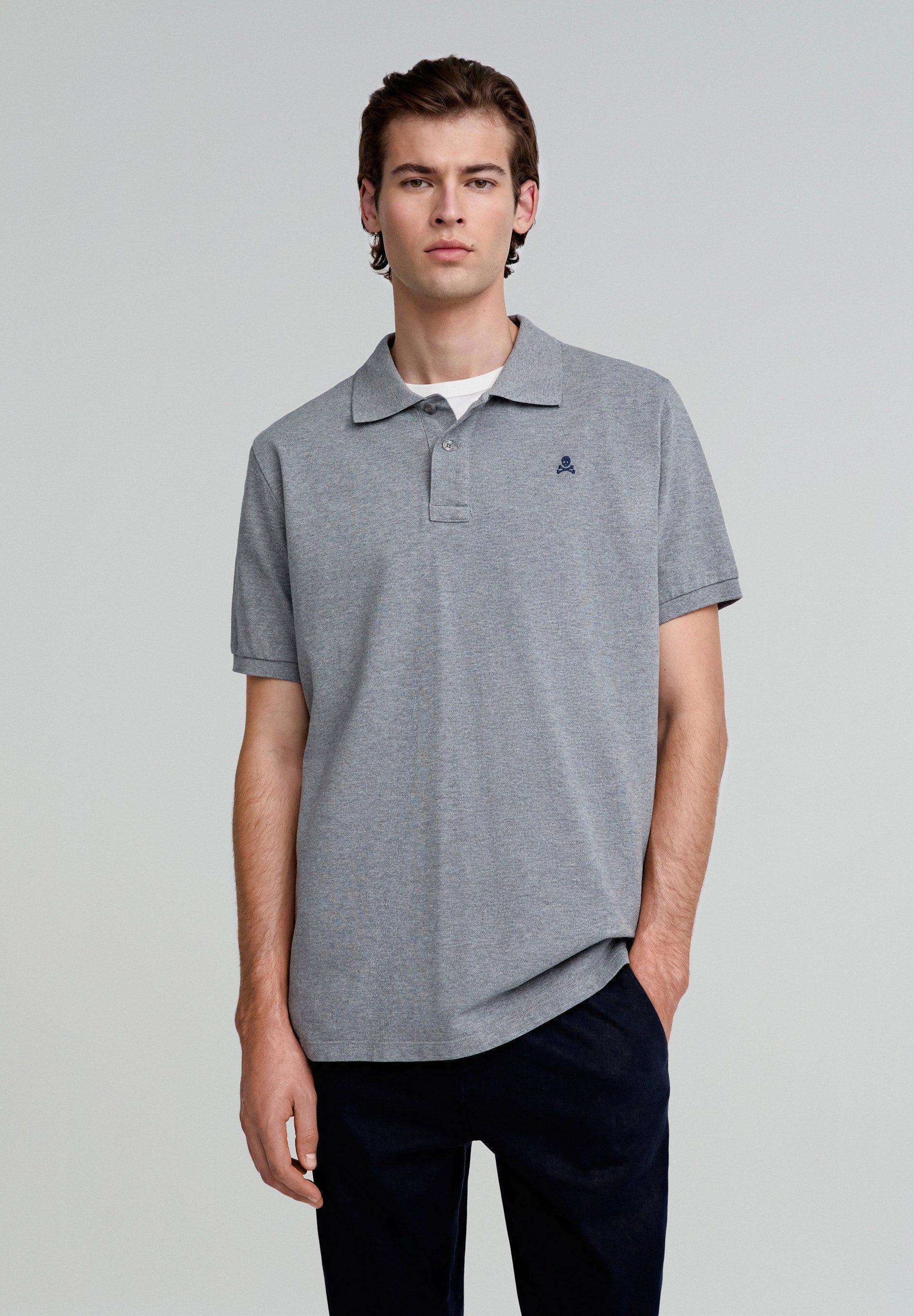 POLO WITH CONTRAST EMBROIDERED SKULL