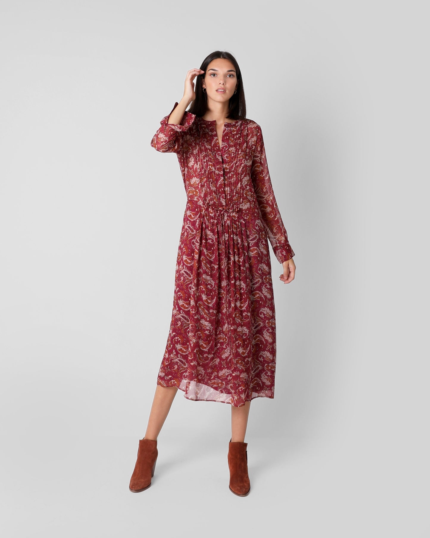 VESTIDO PASLEY BURGUNDY OSCURO