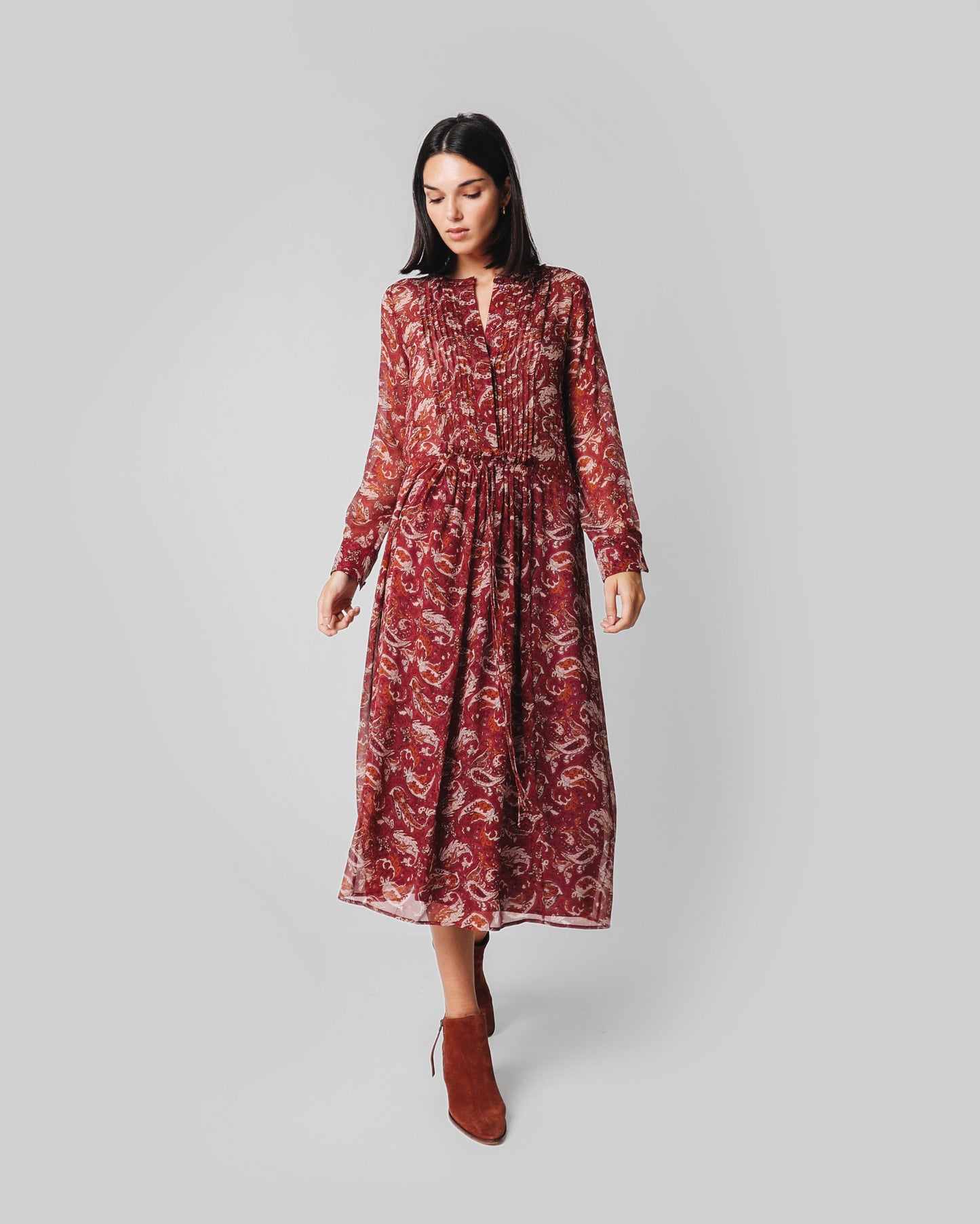 VESTIDO PASLEY BURGUNDY OSCURO