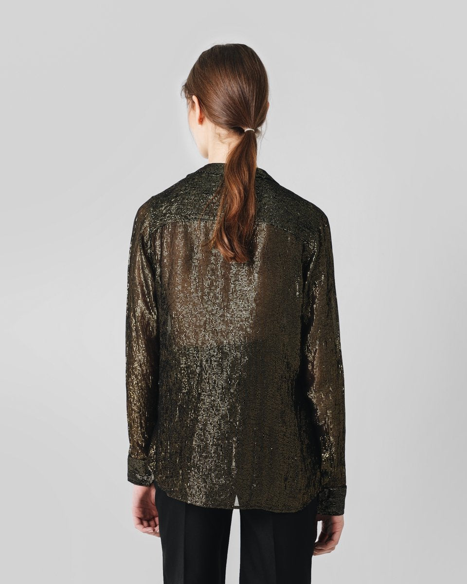 BLUSA LUREX CUELLO MAO NEGRO