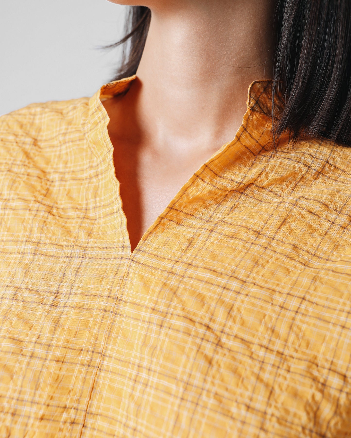 BLUSA CUADROS MOSTAZA