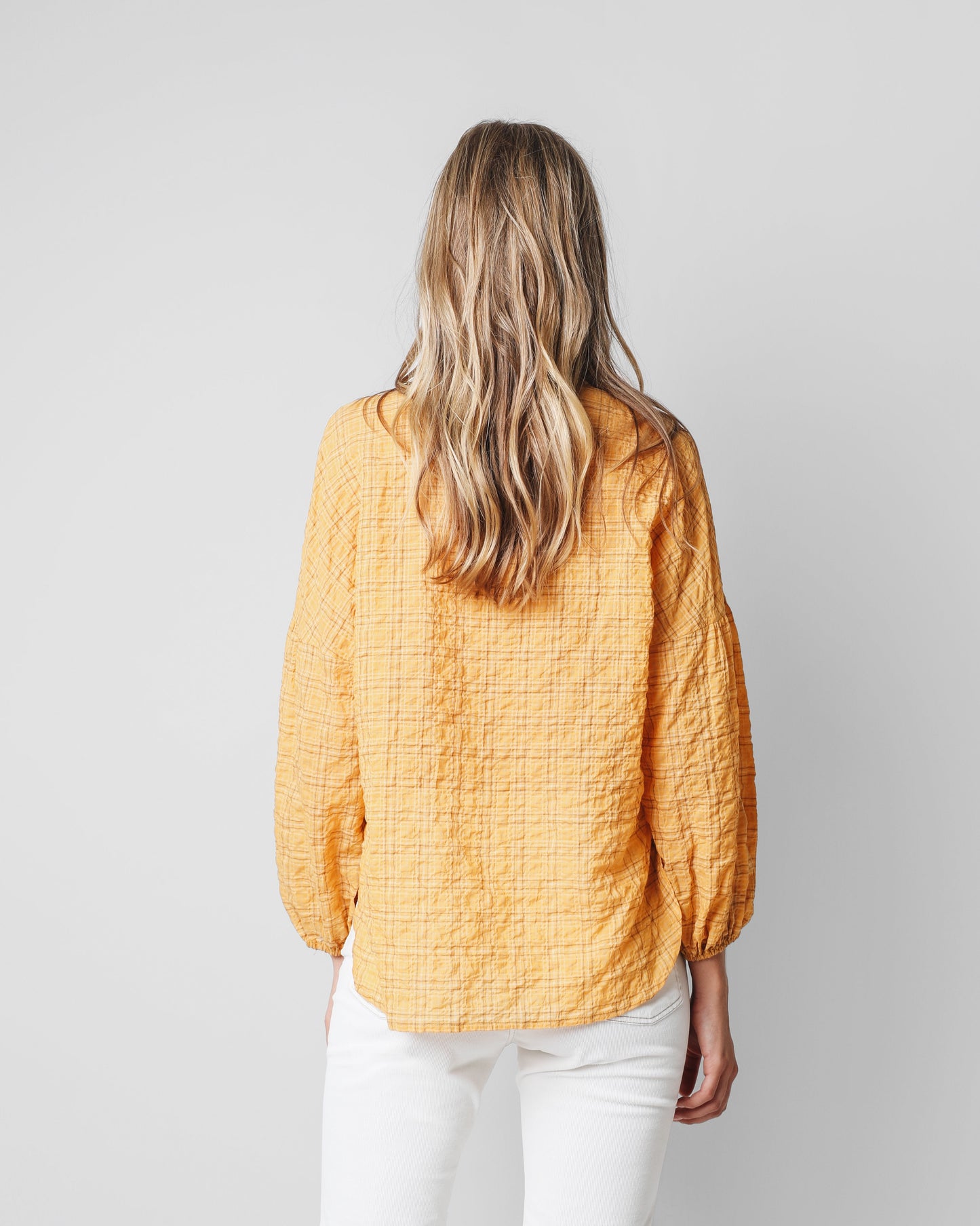 BLUSA CUADROS MOSTAZA