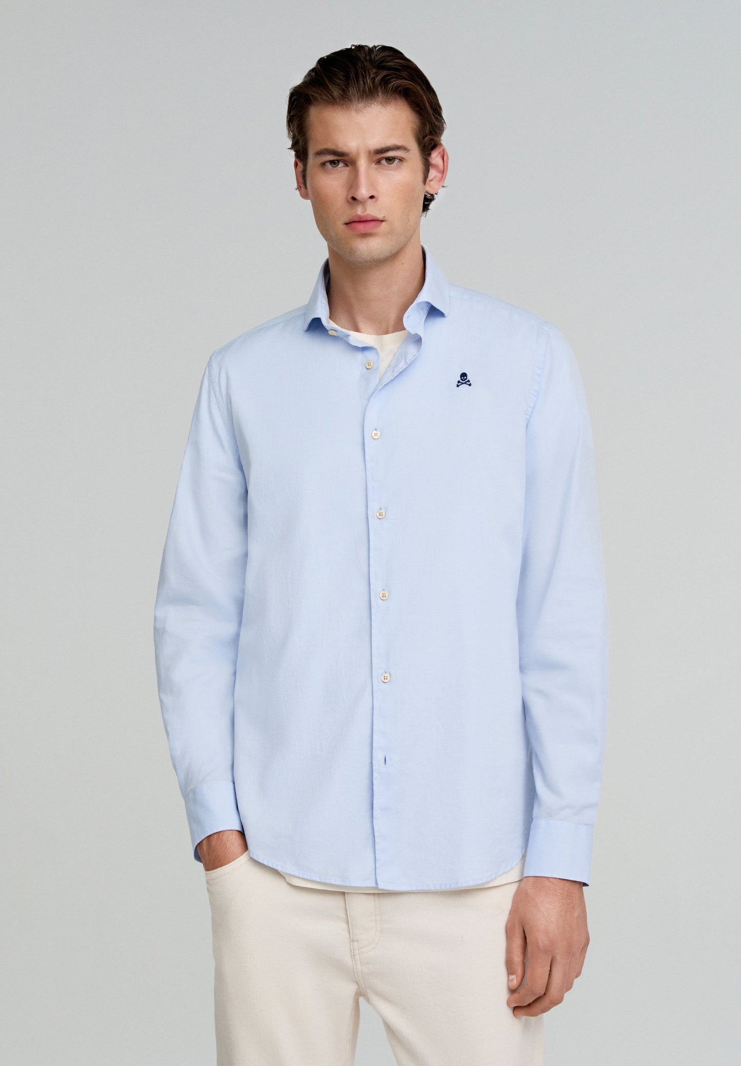 CONTRAST SKULL PLAIN FORMAL SHIRT