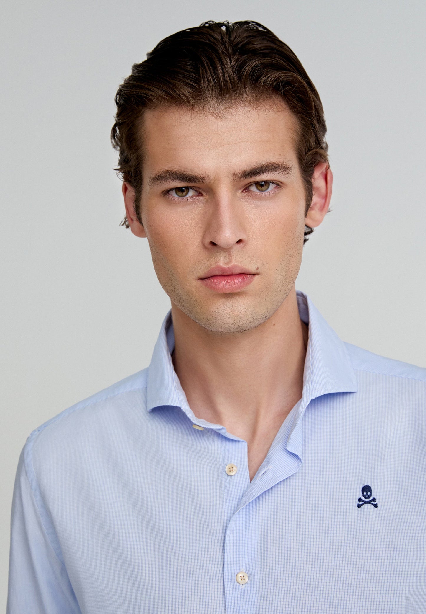 CHECKED DRESS SHIRT WITH CONTRAST SKULL