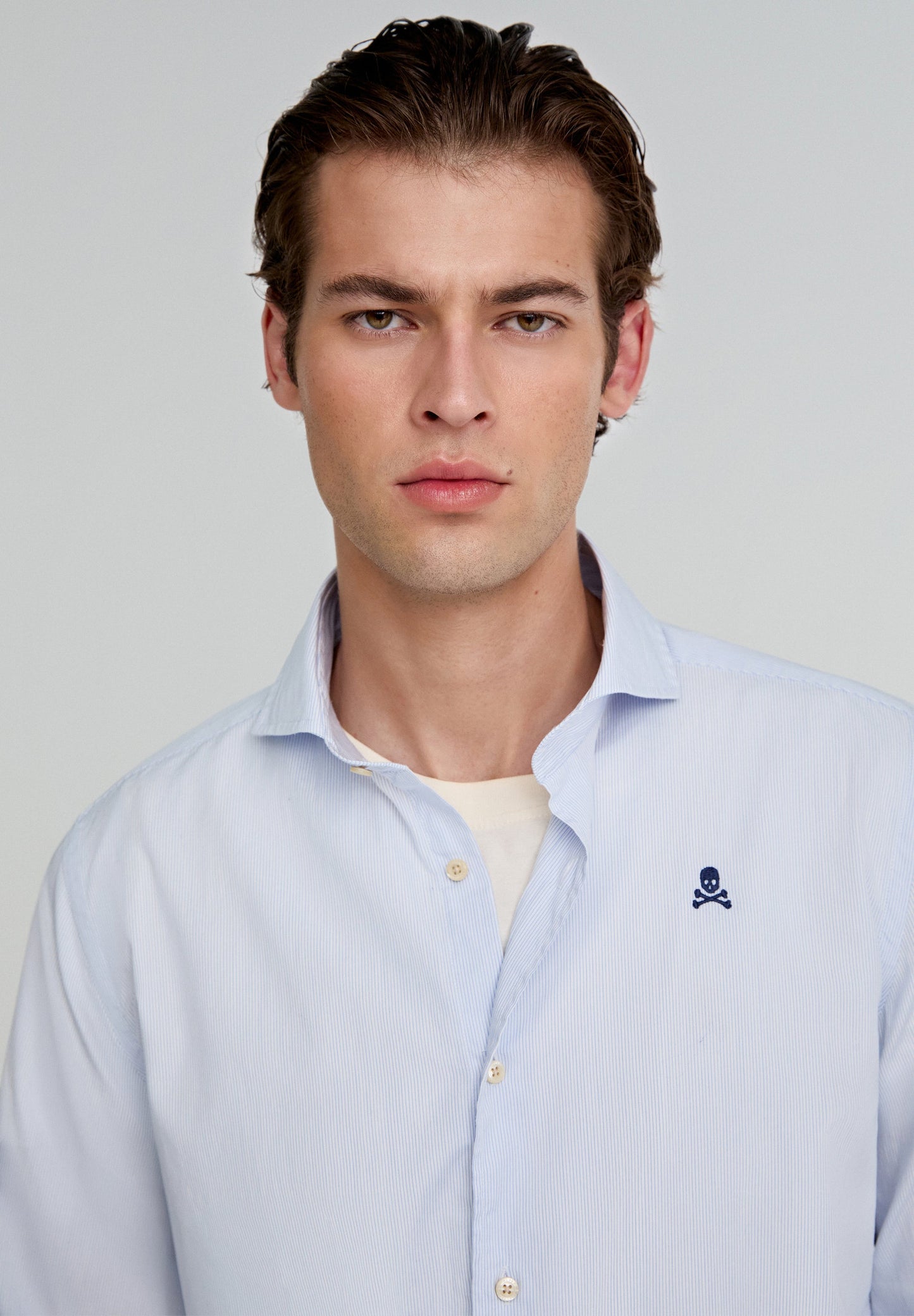 CONTRAST SKULL STRIPED FORMAL SHIRT