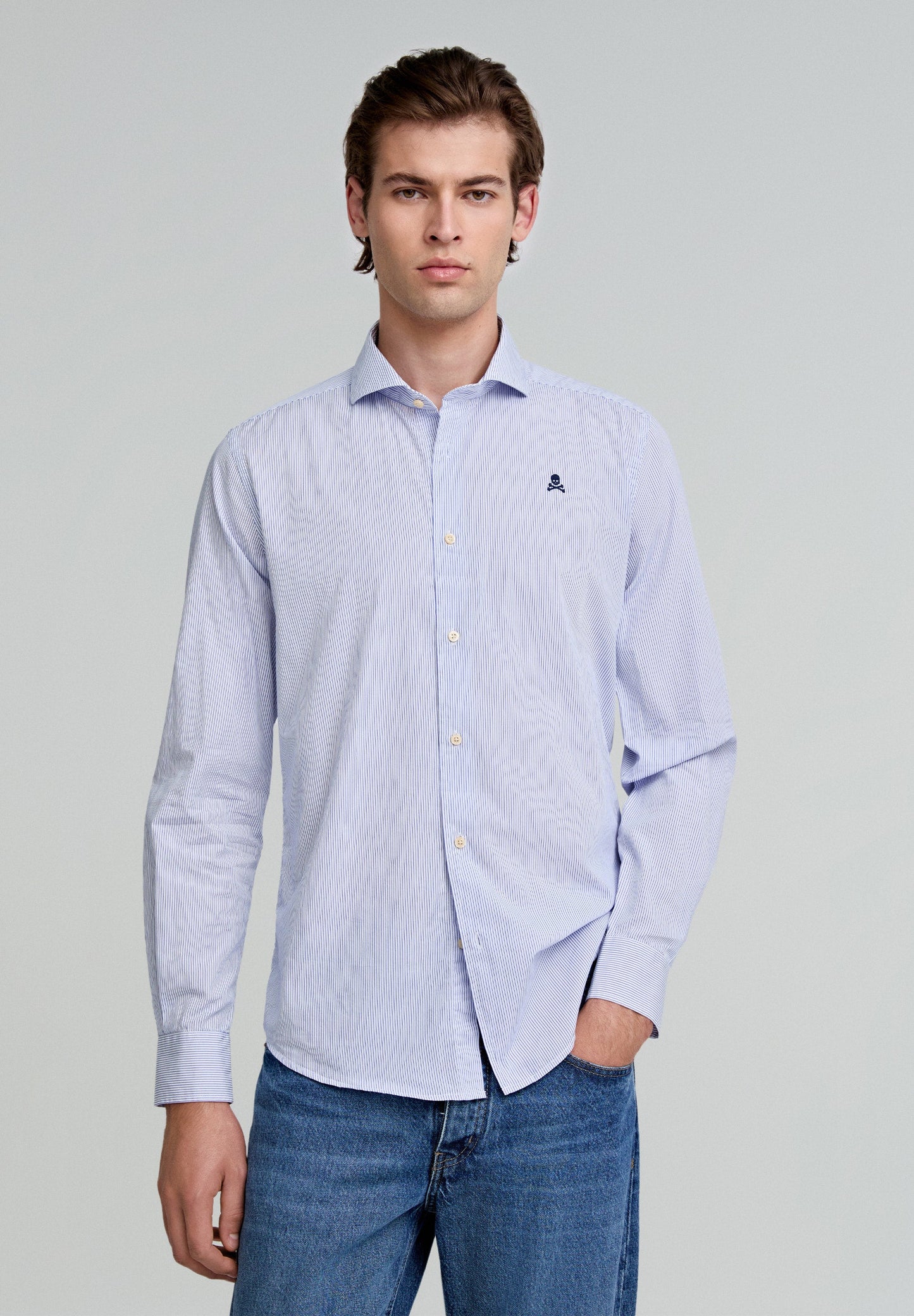 CONTRAST SKULL PLAIN FORMAL SHIRT