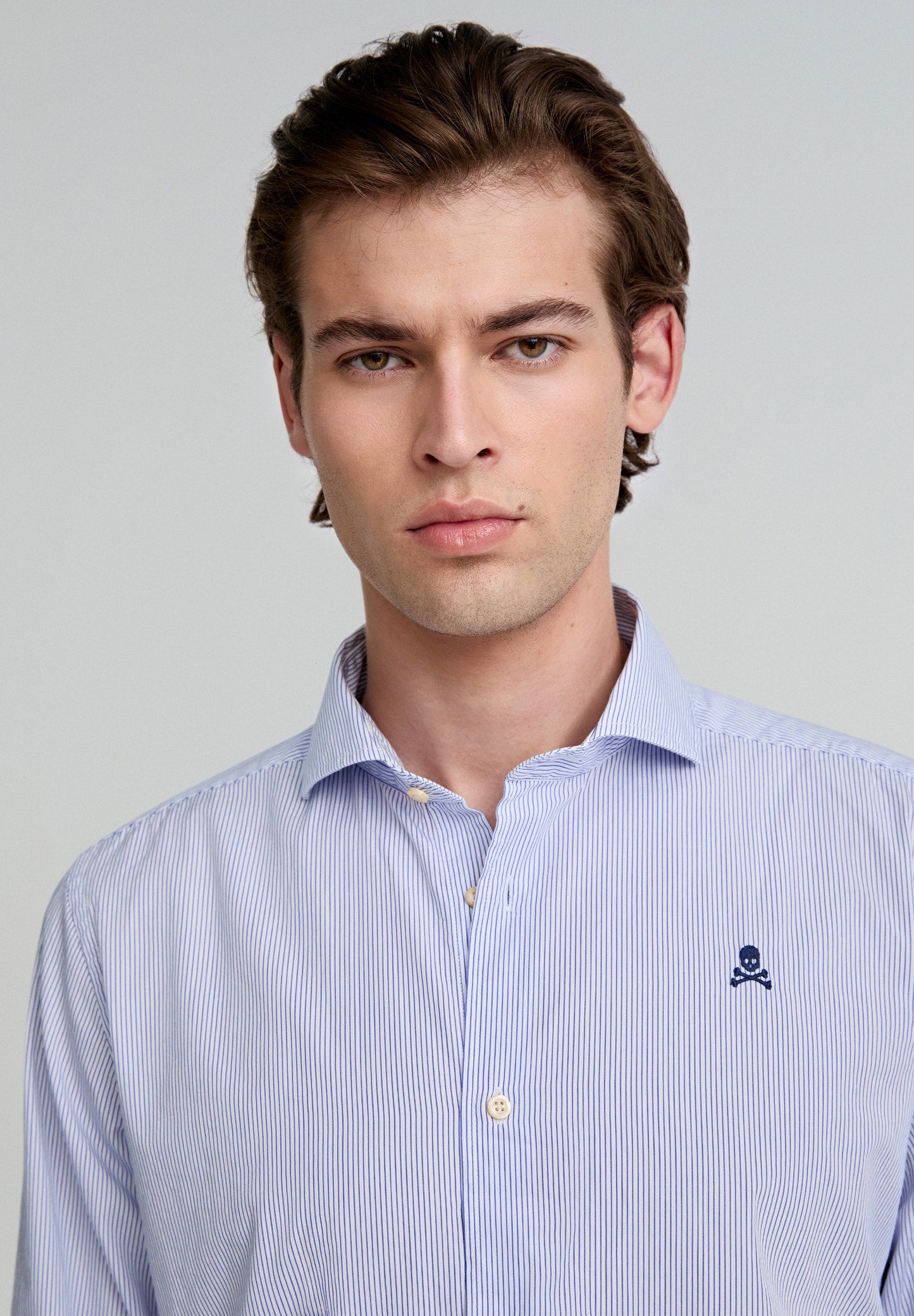 CONTRAST SKULL PLAIN FORMAL SHIRT