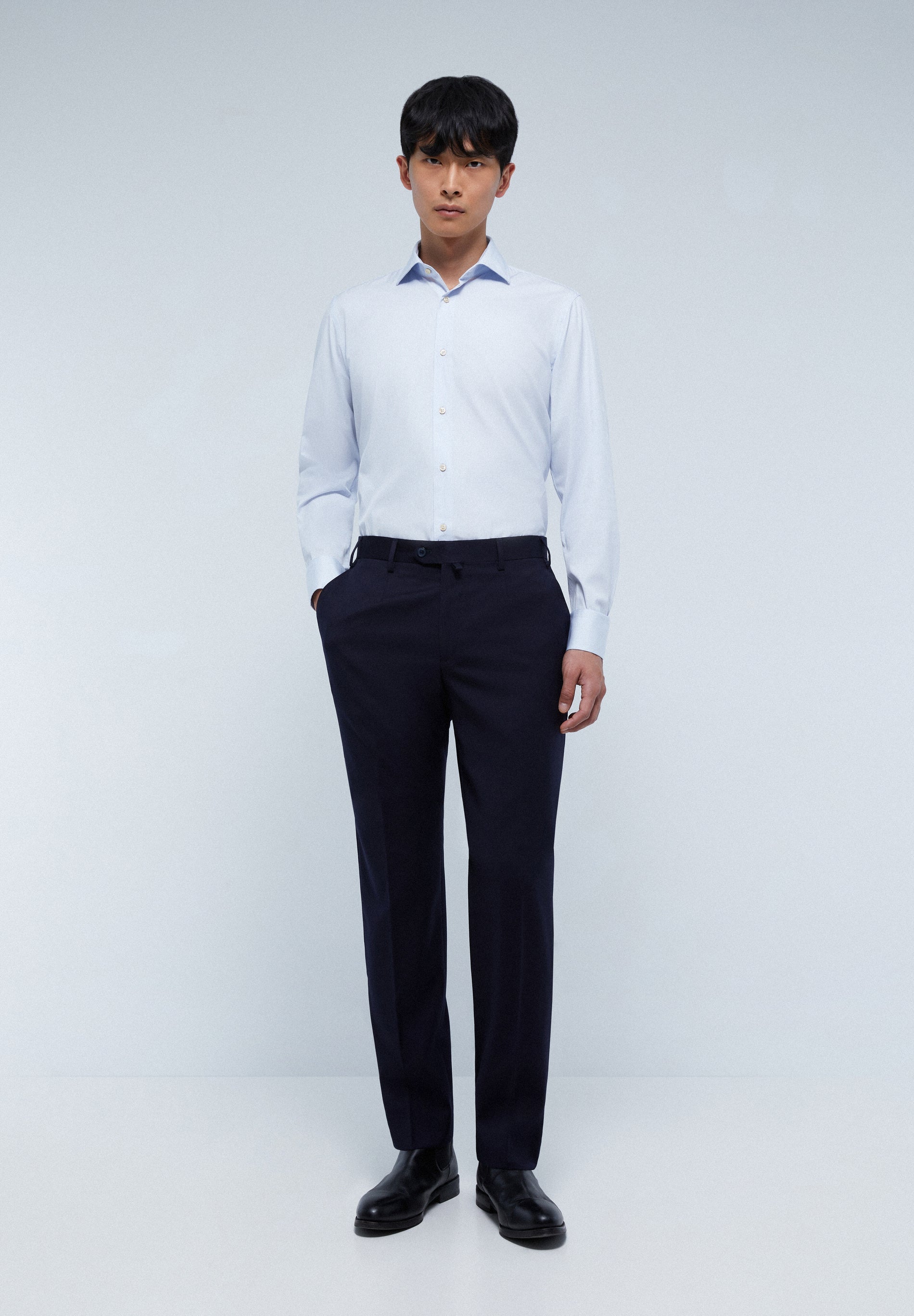 MIXED CUFF DRESS SHIRT