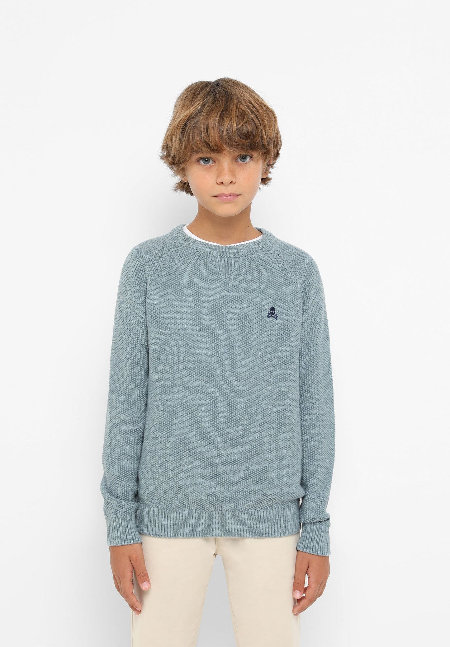 KNIT SWEATER WITH CONTRAST SKULL