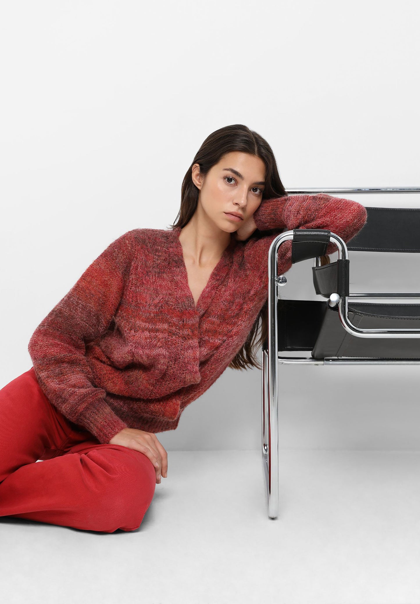 STRIPED DOUBLE-BREASTED SWEATER