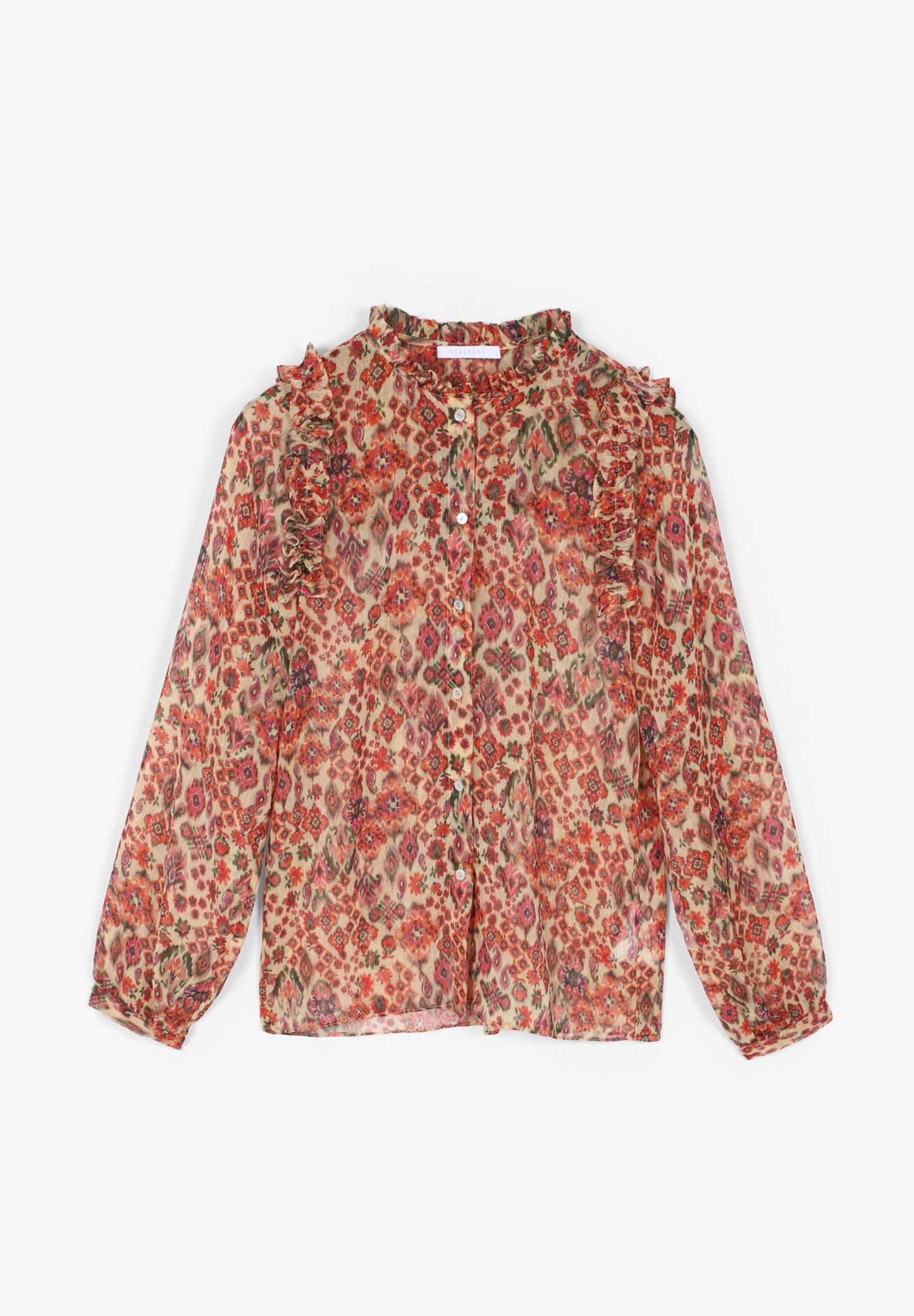 PRINTED BLOUSE WITH RUFFLES