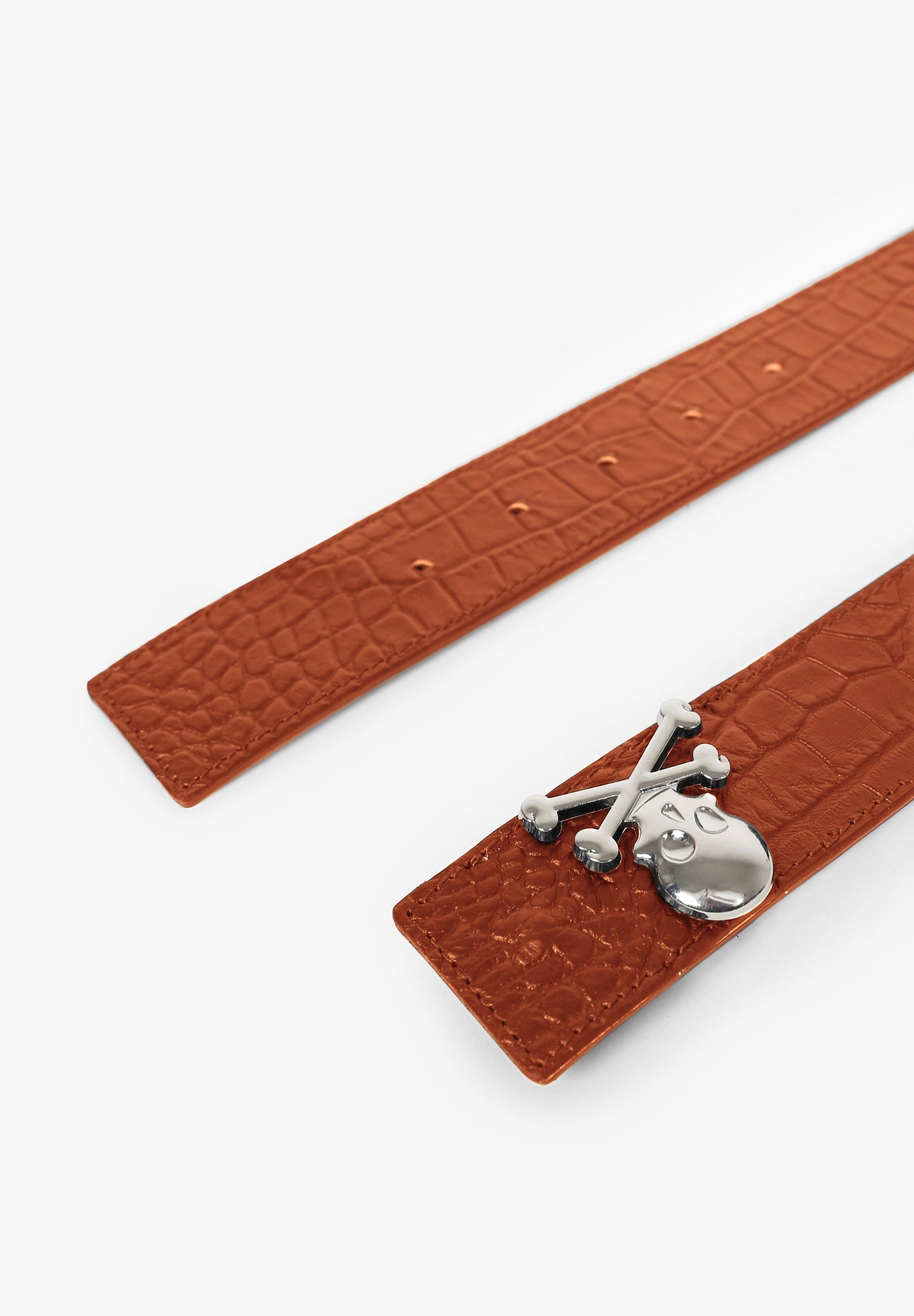 LEATHER BELT WITH METAL SKULL