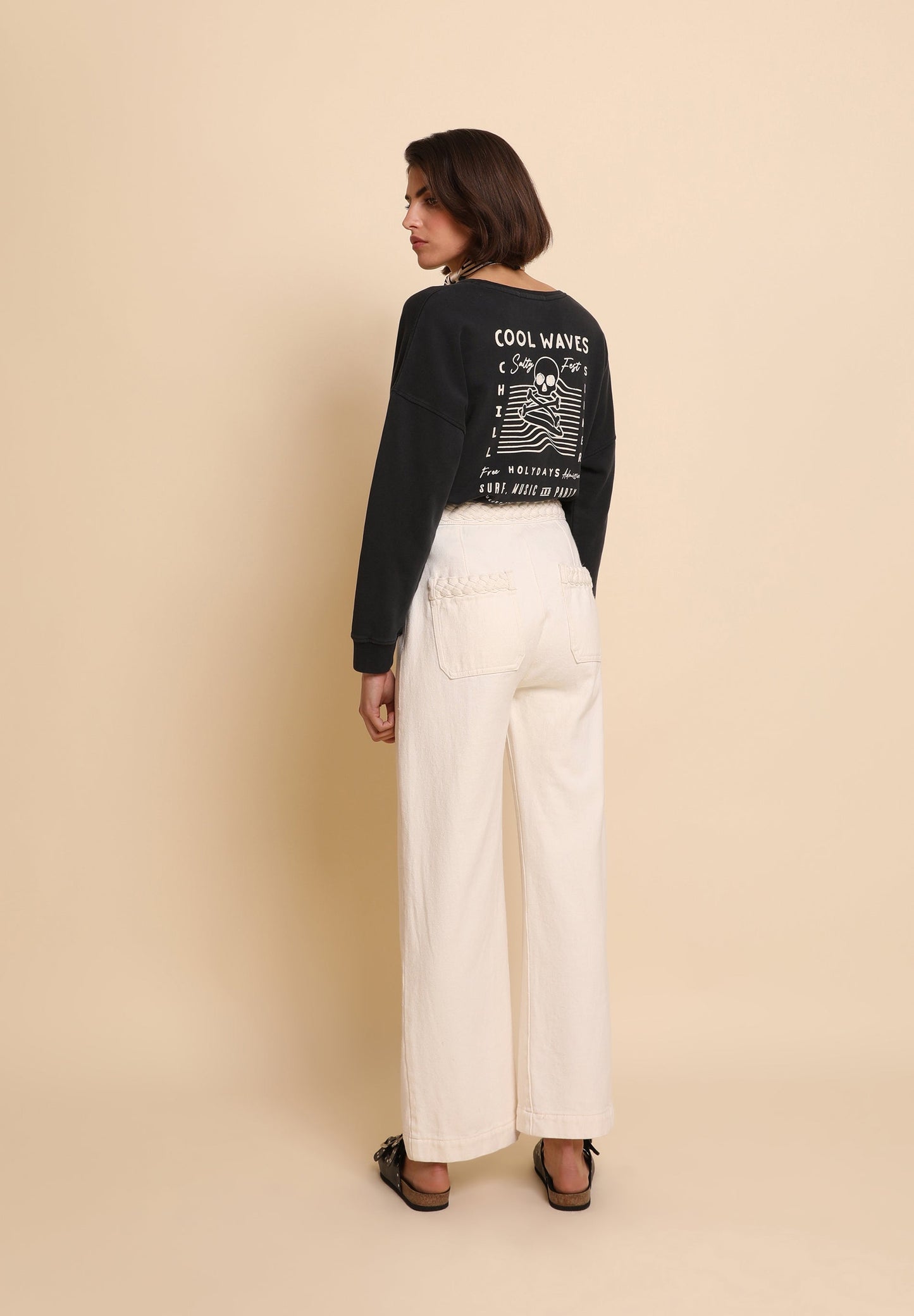 DENIM TROUSERS WITH BRAIDED DETAIL