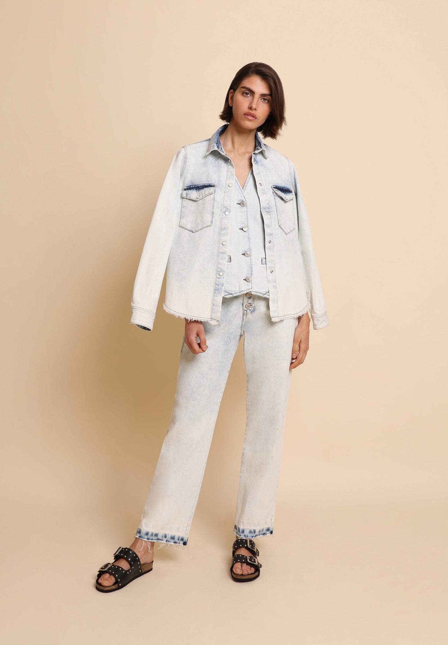 FADED DENIM TROUSERS