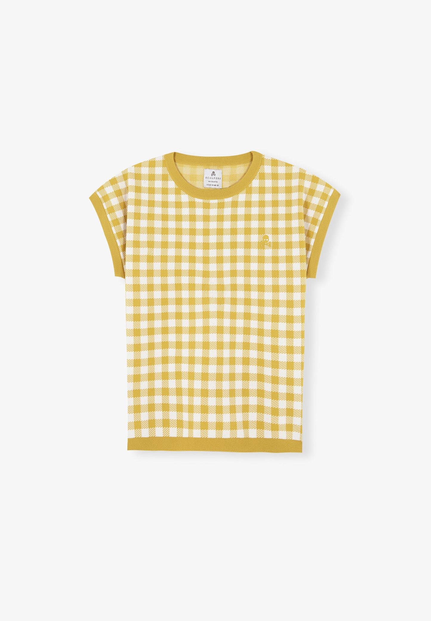 GINGHAM SWEATER WITH SHORT SLEEVES