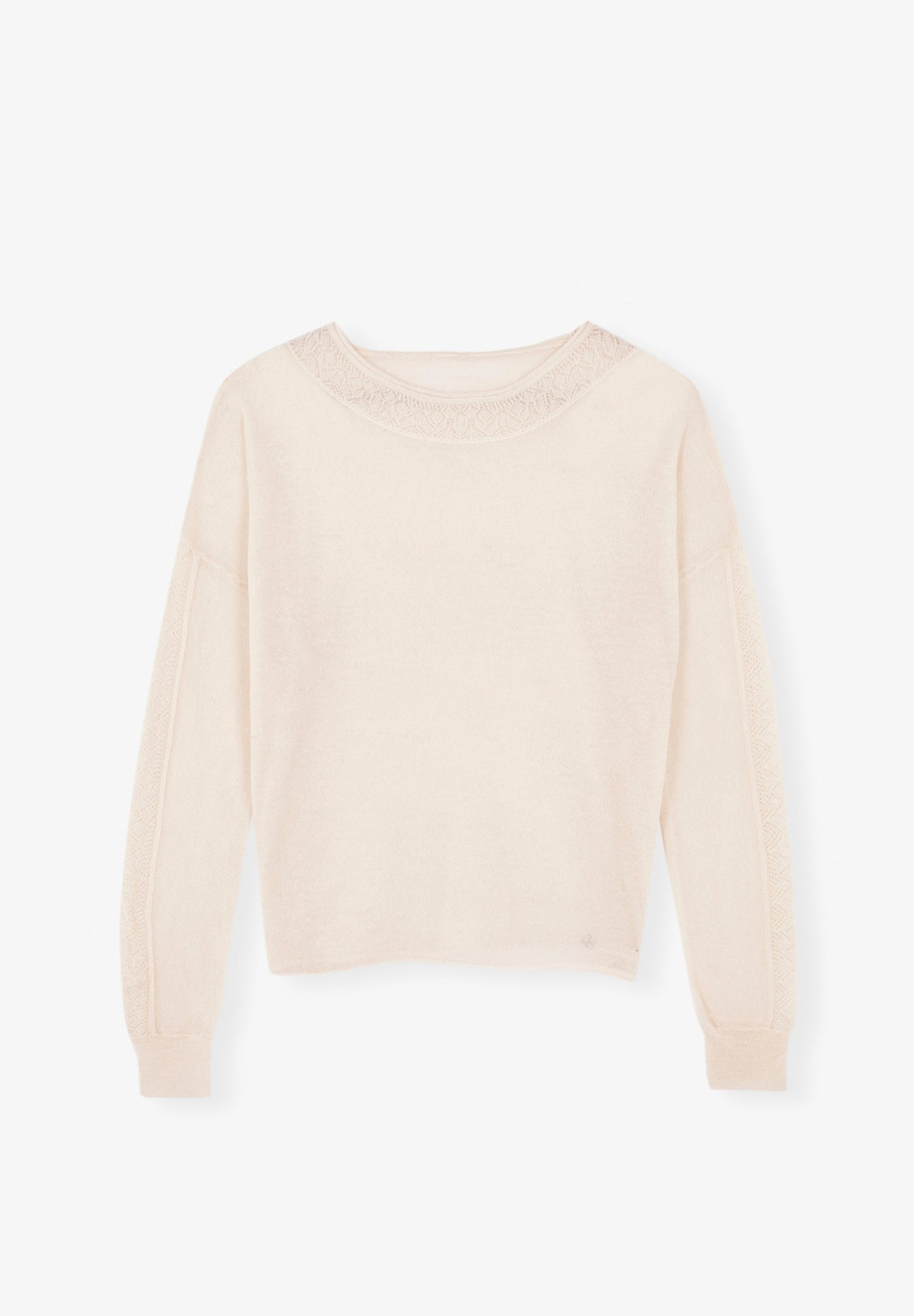 ROUND NECK POINTELLE SWEATER