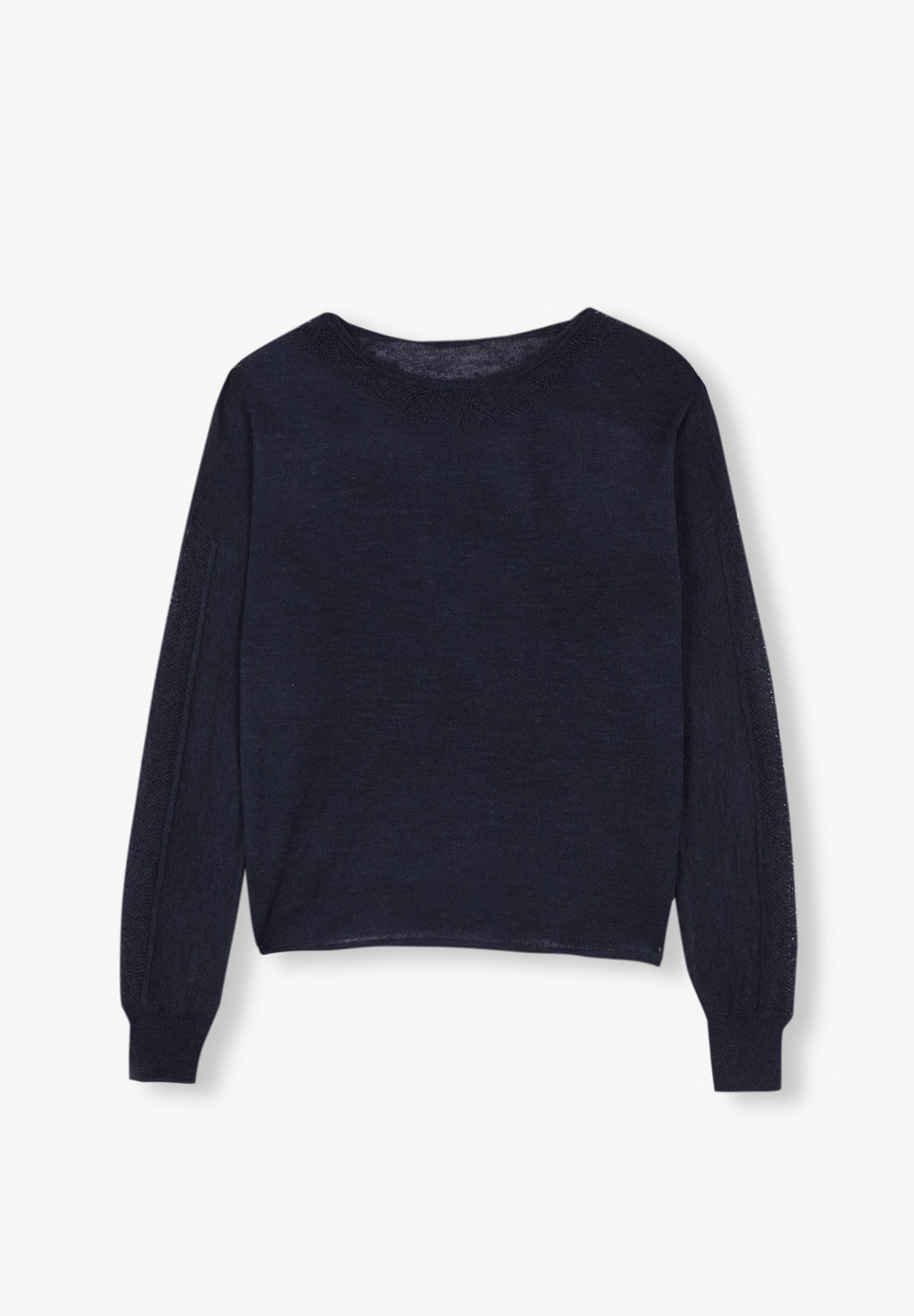 ROUND NECK POINTELLE SWEATER