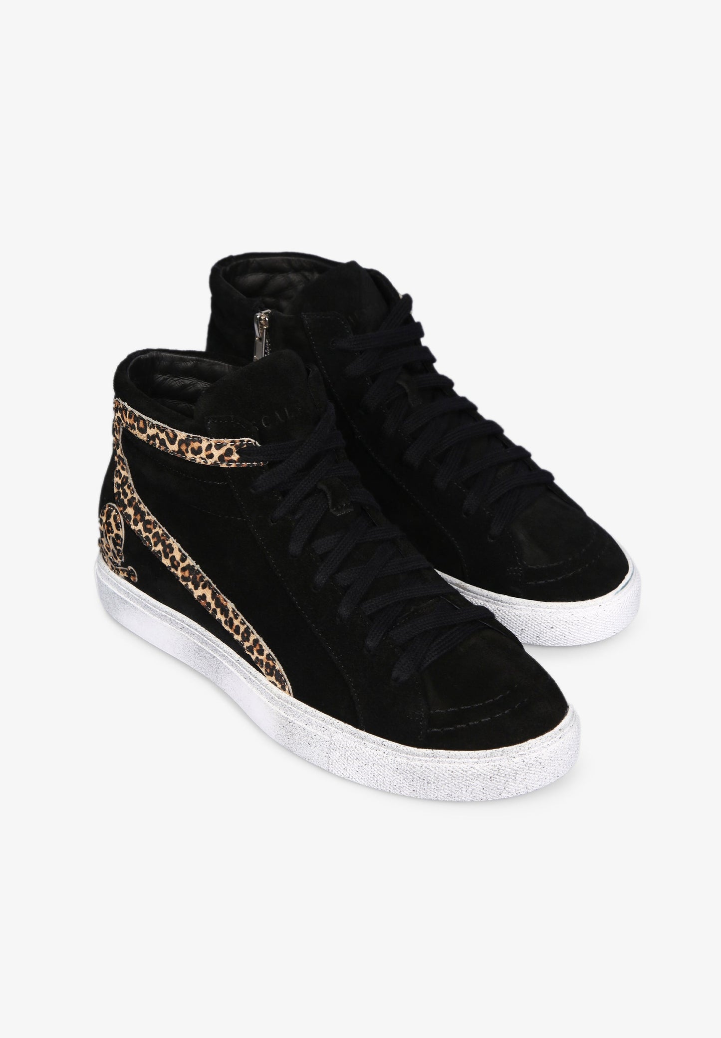 SUEDE SNEAKER BOOTS WITH ANIMAL PRINT