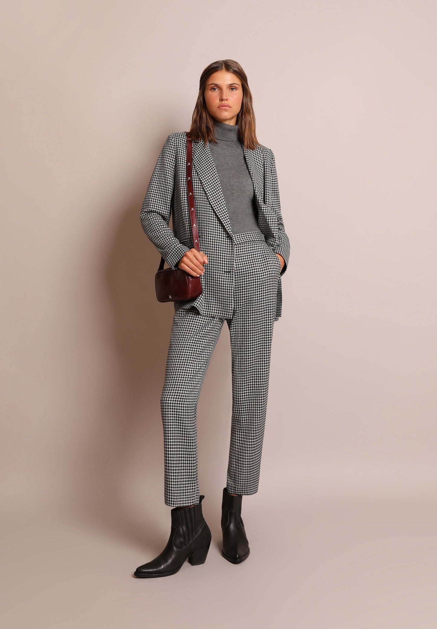 METALLIC CHECK TROUSERS