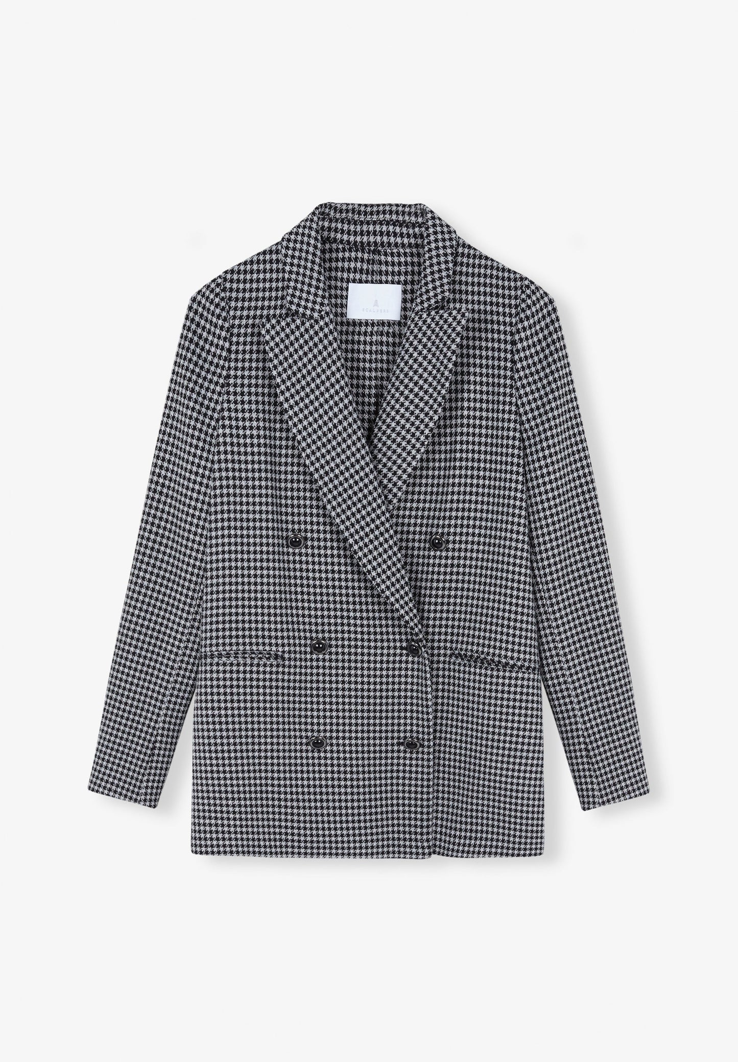 DOUBLE-BREASTED BLAZER WITH METALLIC CHECK PRINT