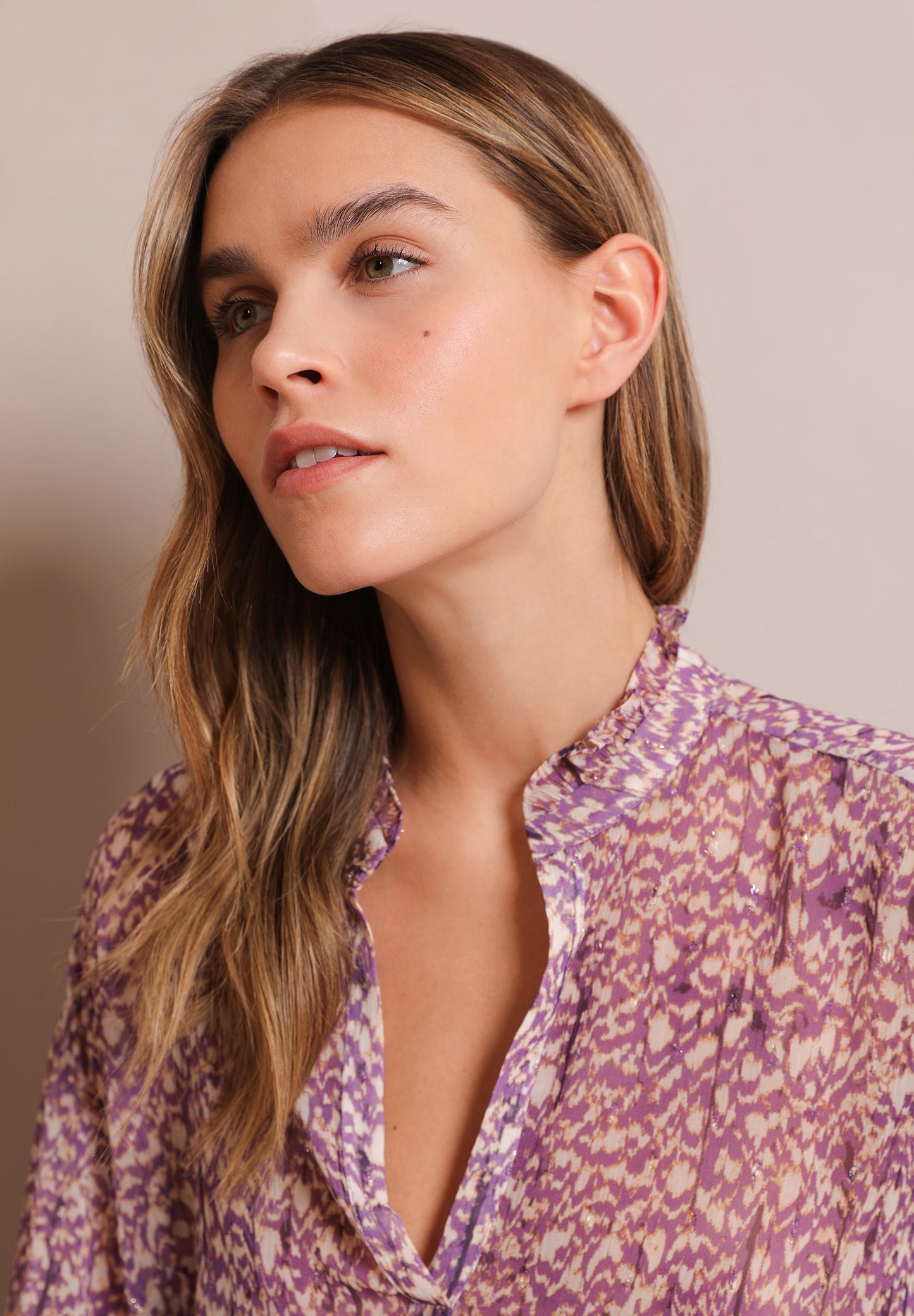 METALLIC PRINT BLOUSE