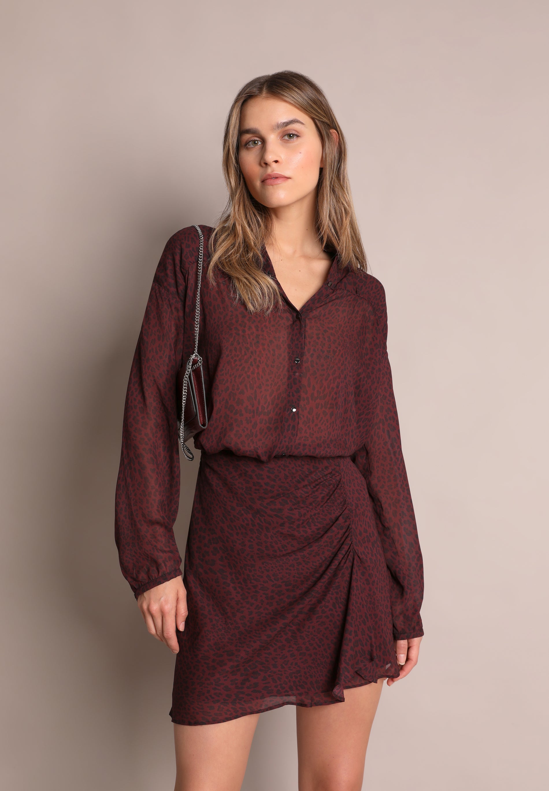 SEMI-SHEER ANIMAL PRINT BLOUSE