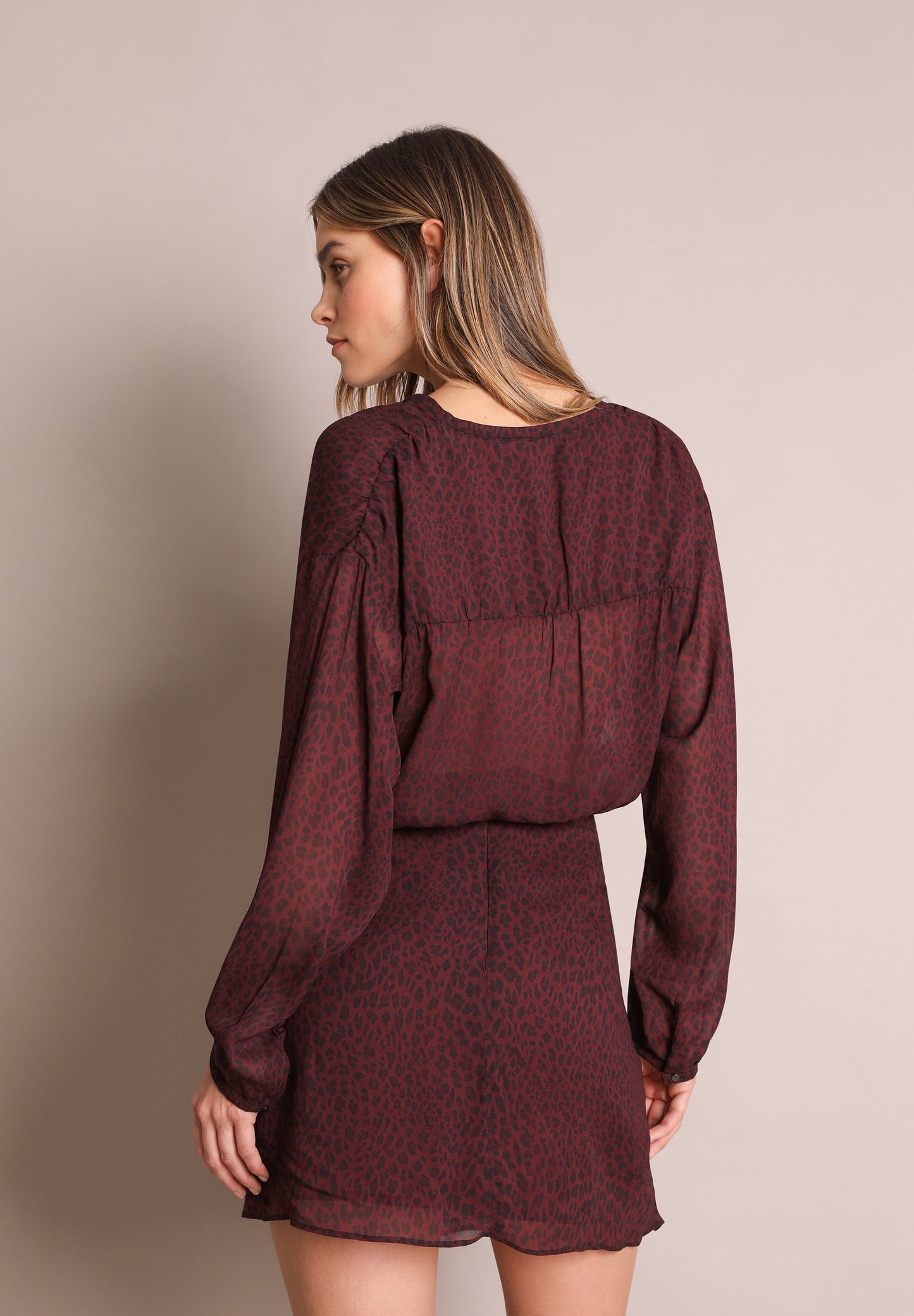 SEMI-SHEER ANIMAL PRINT BLOUSE