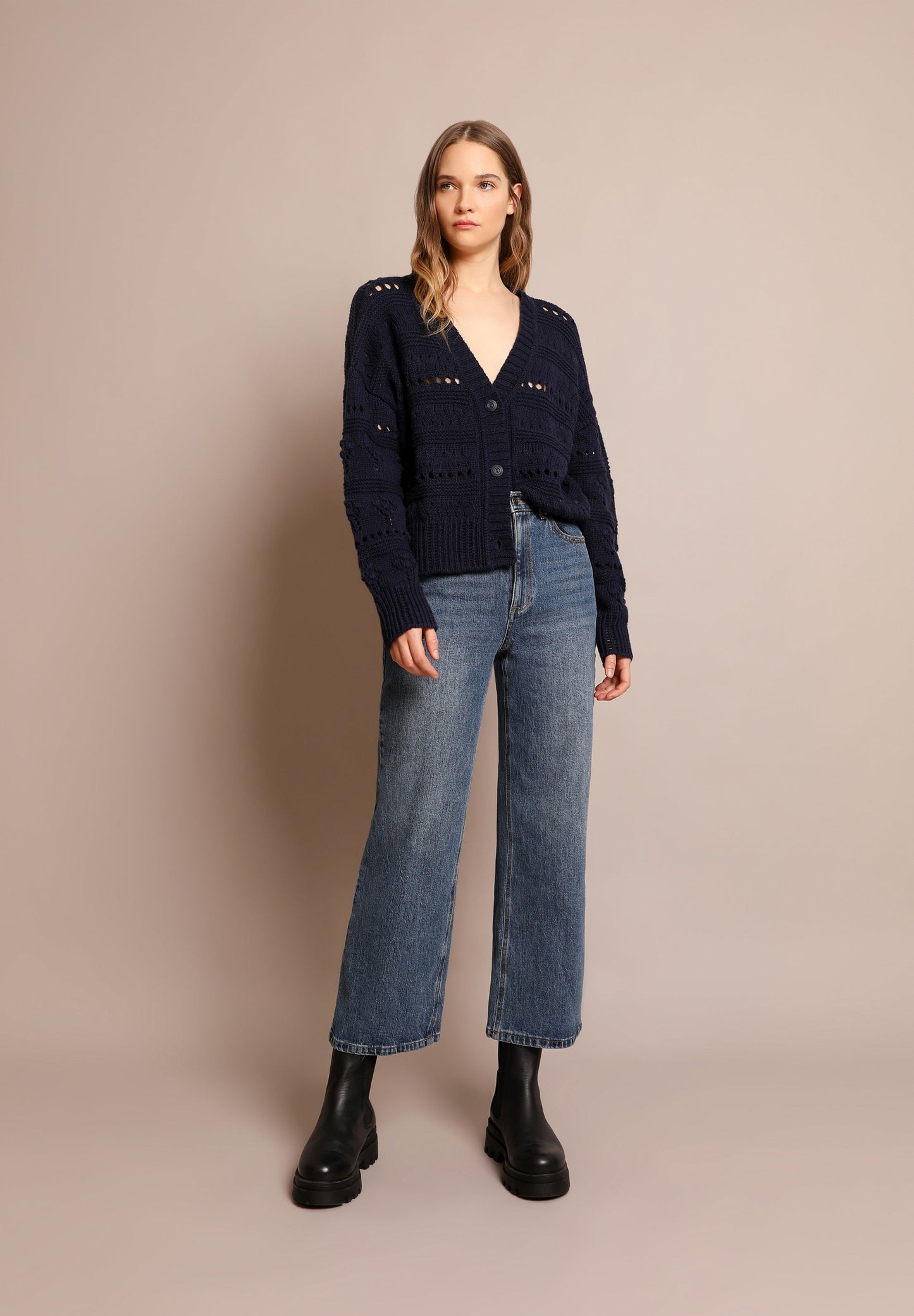 OPENWORK KNIT CARDIGAN