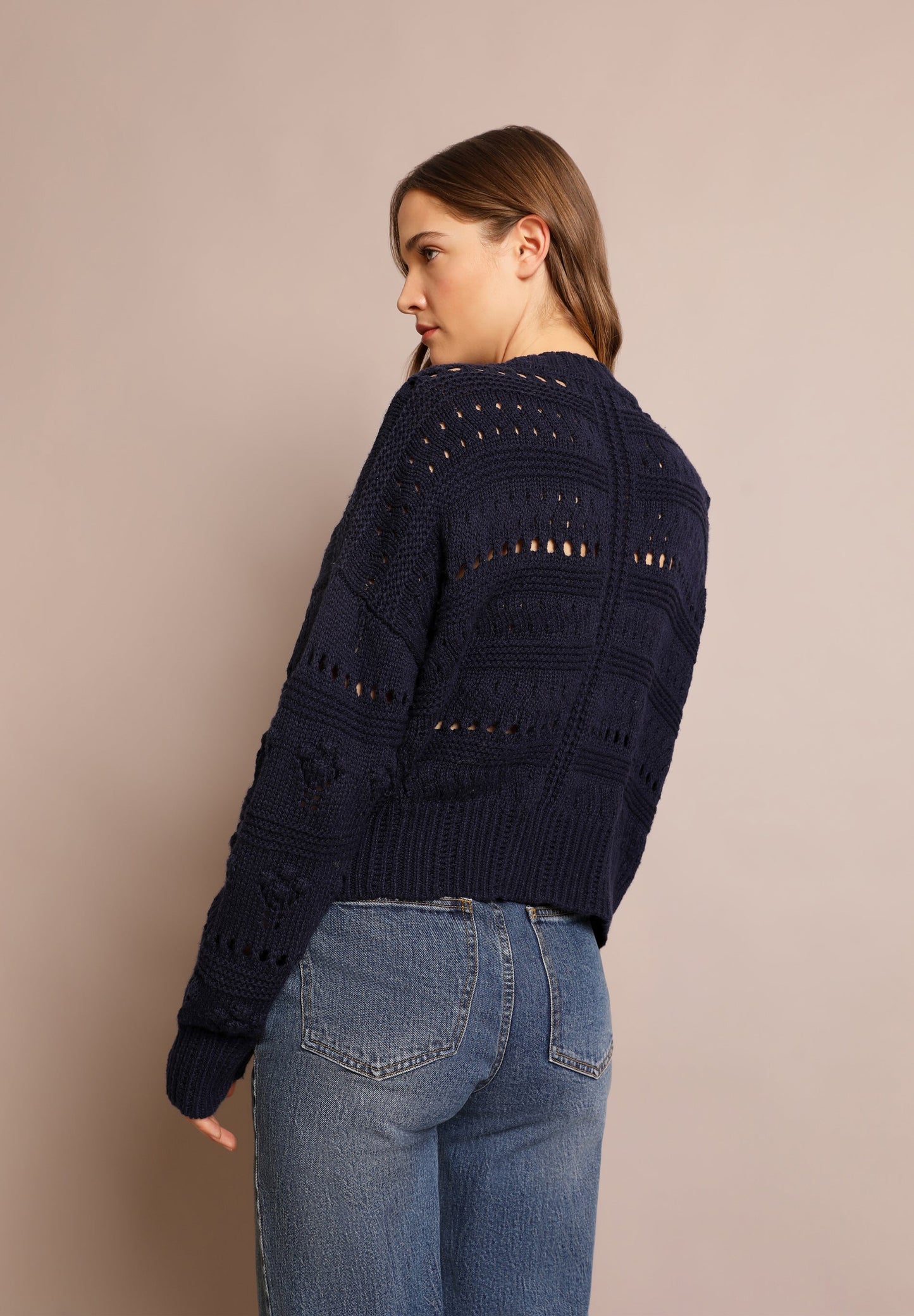 OPENWORK KNIT CARDIGAN
